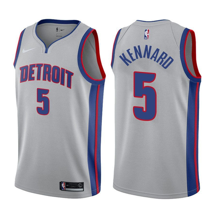 Detroit Pistons Luke Kennard 5 Statet Gray NBA Jersey Men's