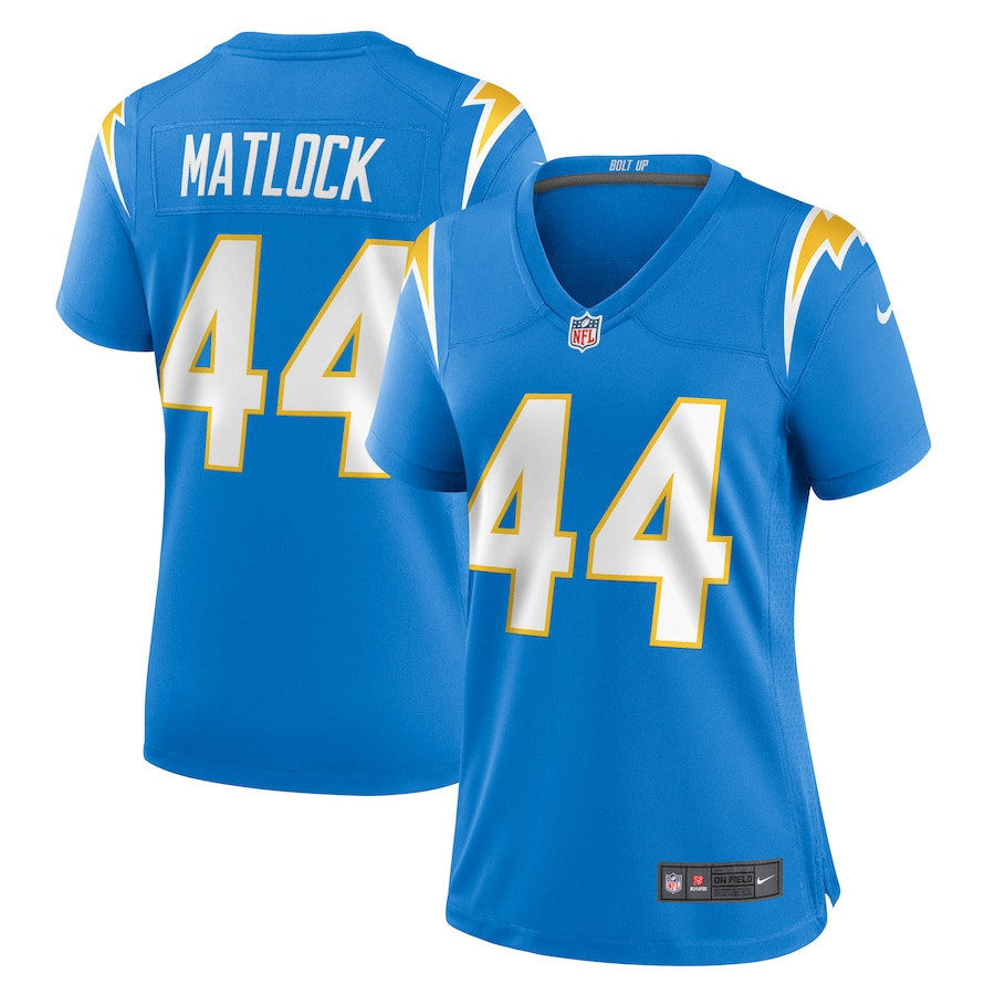 Scott Matlock 44 Los Angeles Chargers Game Powder Blue NFL Jersey Women's