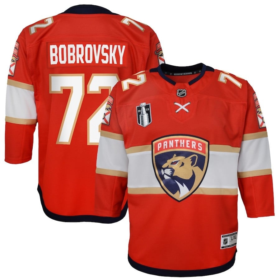 Sergei Bobrovsky 72 Florida Panthers 2023 Stanley Cup Final Home Red NHL Jersey Youth