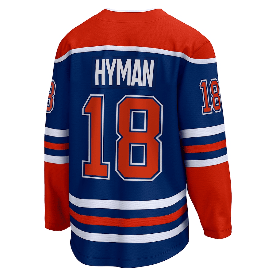 Zach Hyman 18 Edmonton Oilers 2024 Stanley Cup Final Home Breakaway Player Royal NHL Jersey Men's
