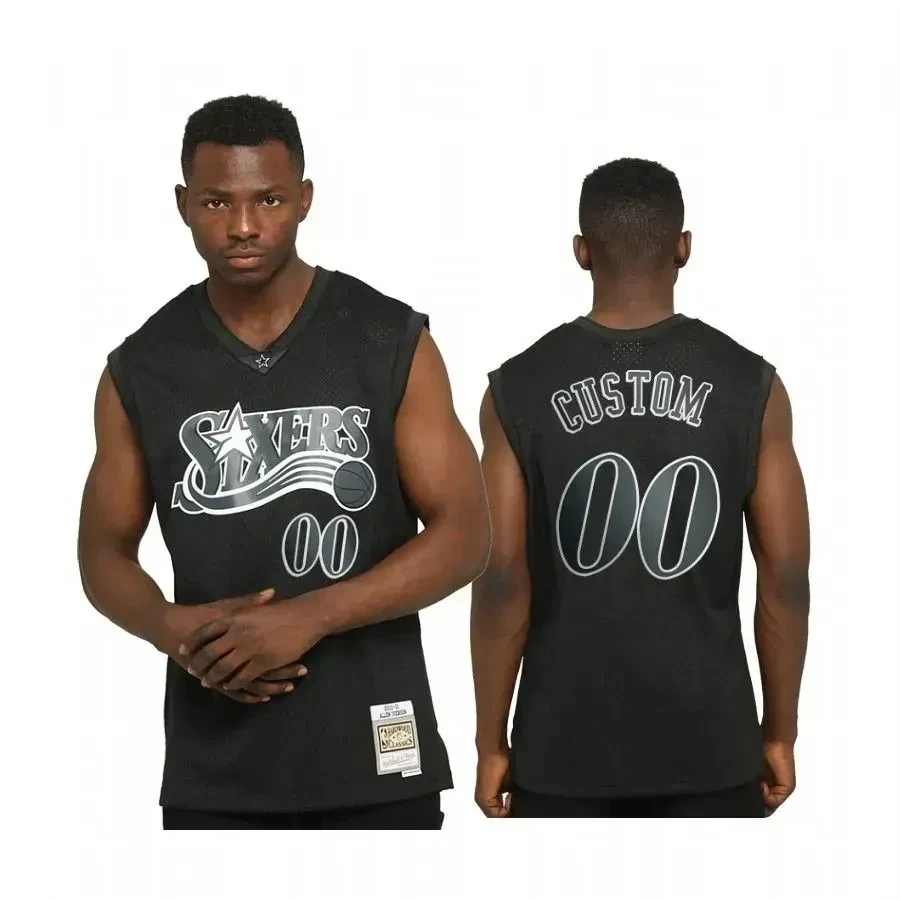 Custom Philadelphia 76ers Hardwood Classics Black Allocation NBA Jersey Men's