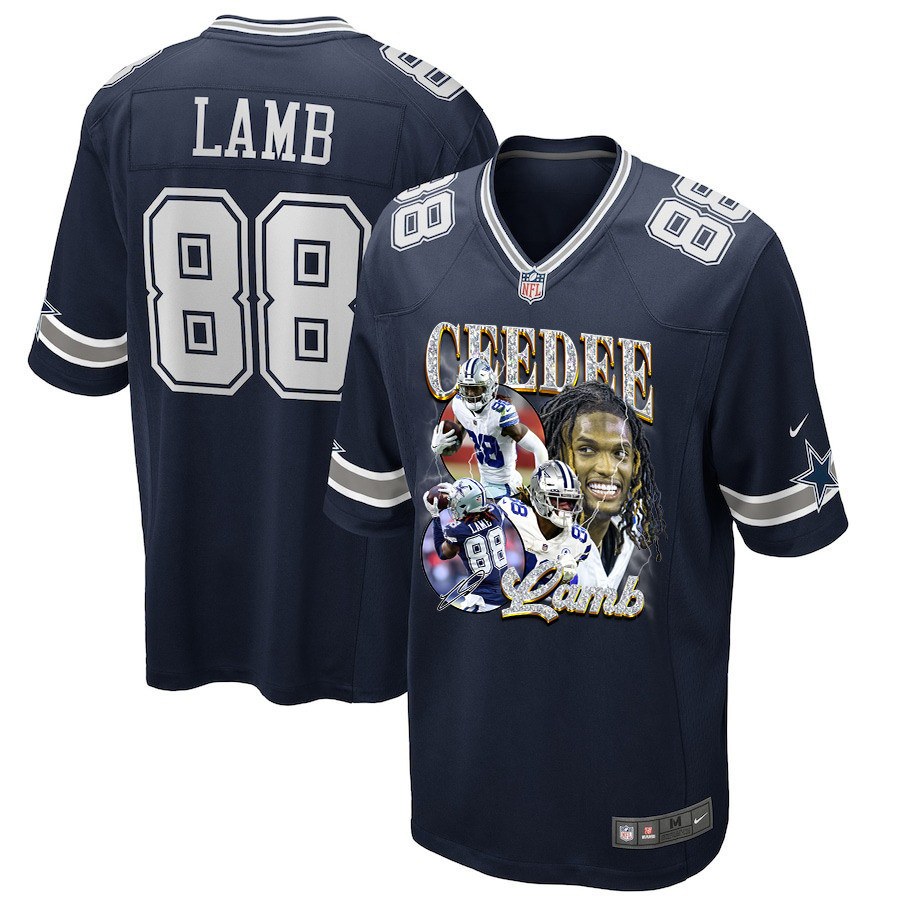 CeeDee Lamb 88 Dallas Cowboys Cee Works Hard Home Game Navy NFL Jersey Men's