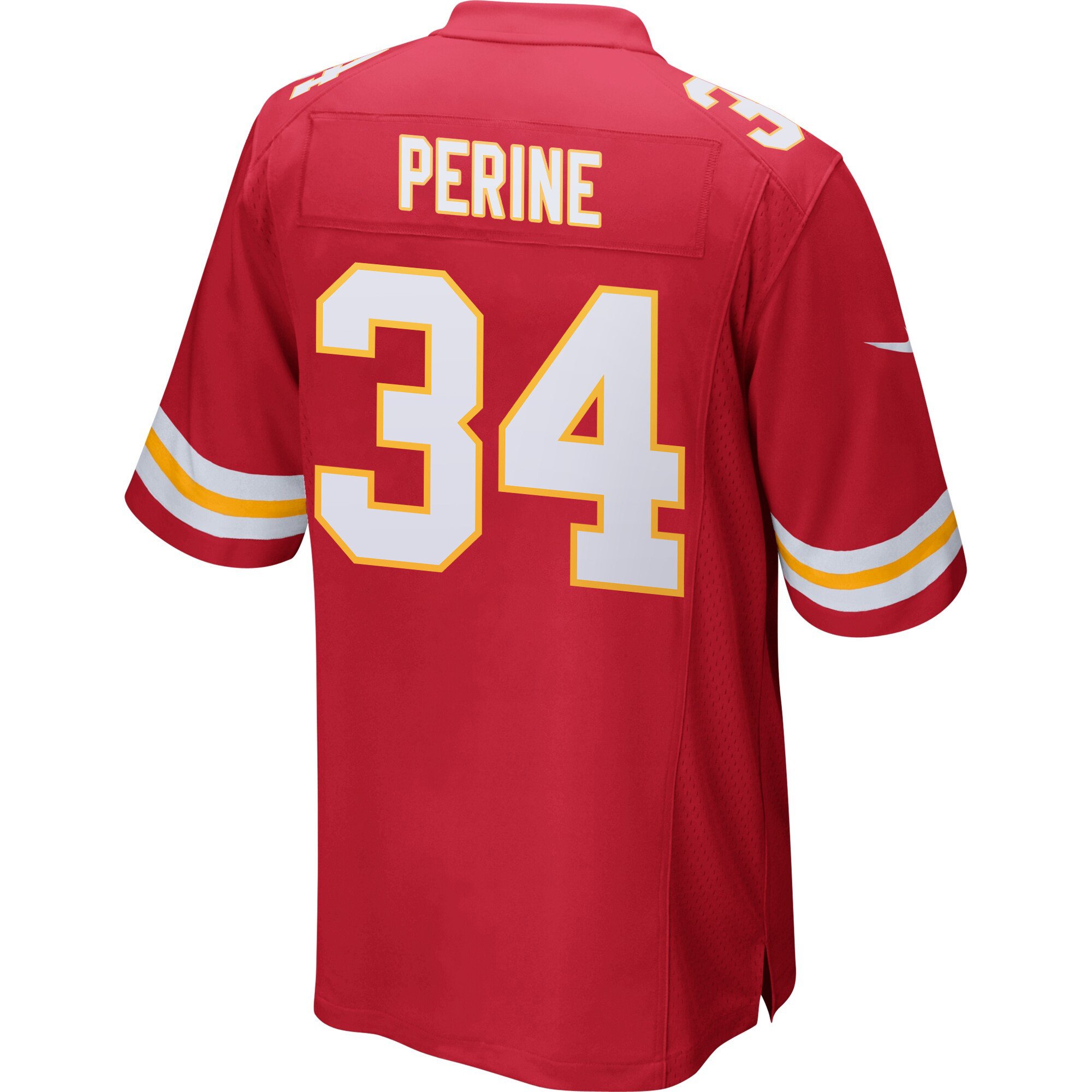 Samaje Perine 34 Kansas City Chiefs Super Bowl LIX Champions Patch New Orleans The Ultimate Showdown' EMBROIDERED Game Red NFL Jersey Men's