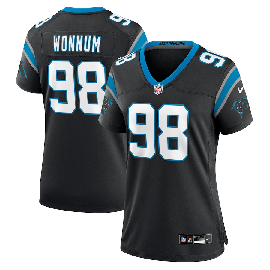 D.J. Wonnum 98 Carolina Panthers Game Black NFL Jersey Women's