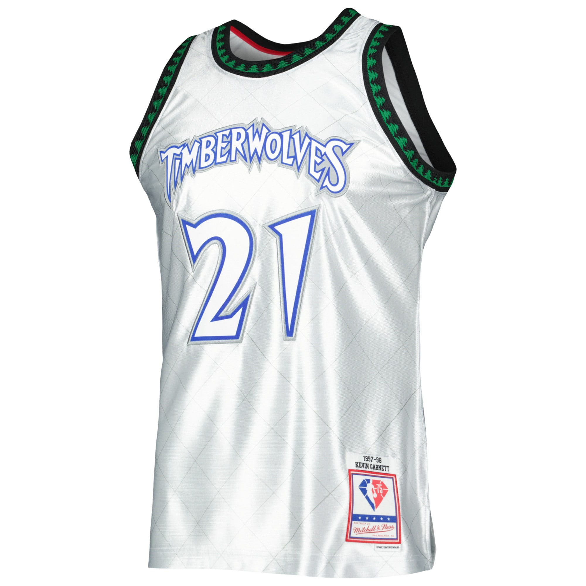 Mitchell Ness Kevin Garnett Platinum Minnesota Timberwolves 1997/98 Hardwood Classics 75th Anniversary Swingman NBA Jersey Men's