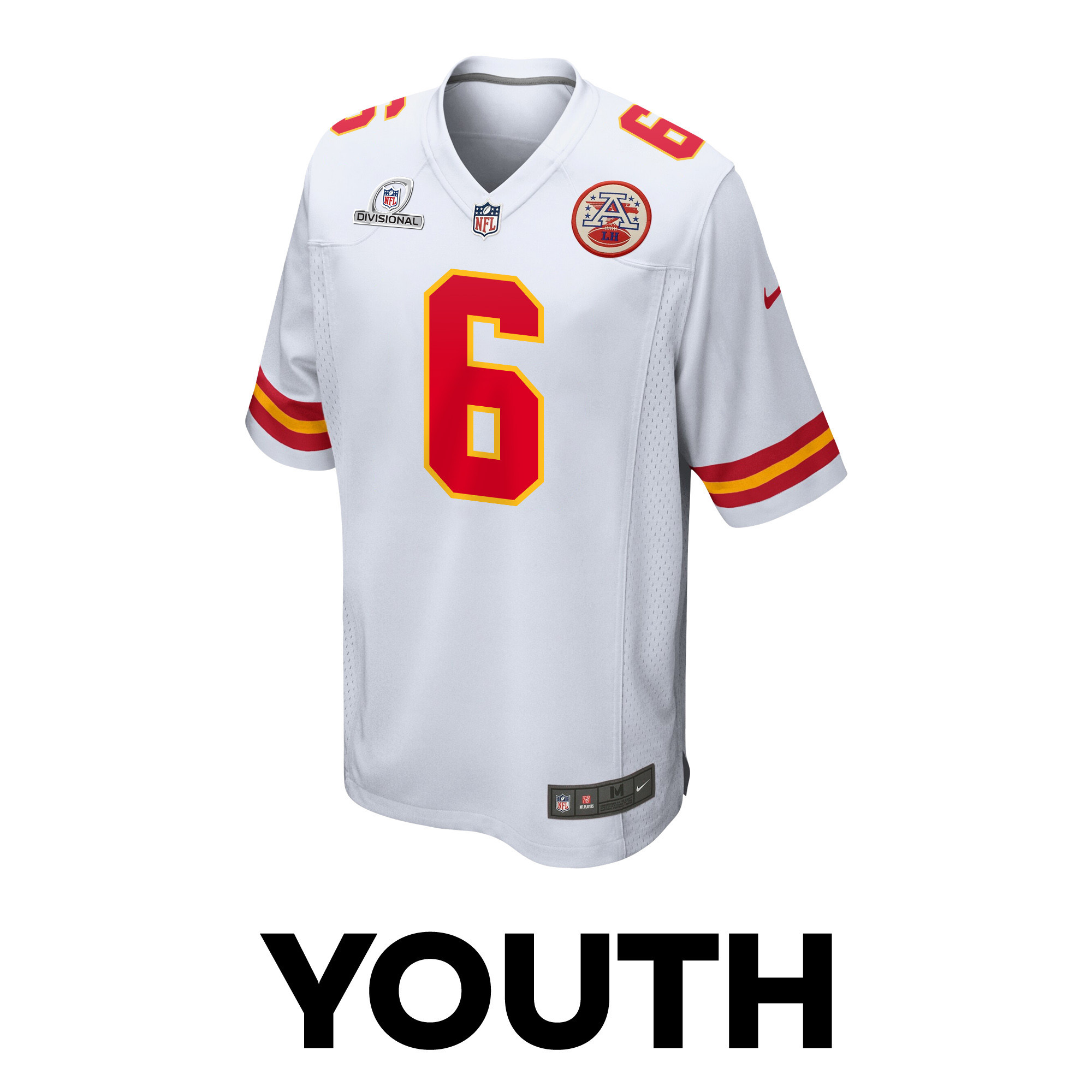 Bryan Cook 6 Kansas City Chiefs Super Bowl LVIII Patch Game White NFL Jersey Youth