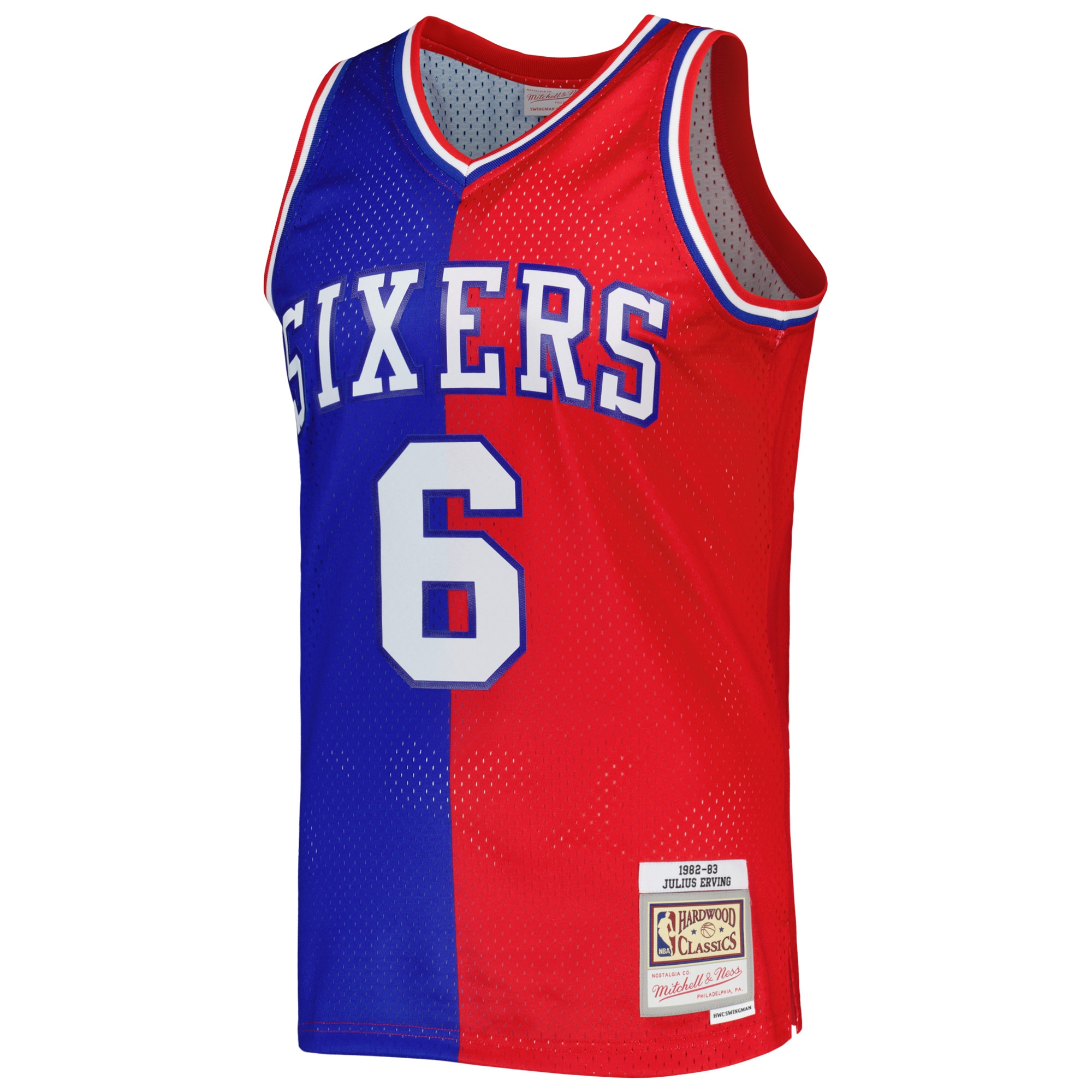 Mitchell Ness Julius Erving Royal/Red Philadelphia 76ers Hardwood Classics 1982/83 Split Swingman NBA Jersey Men's