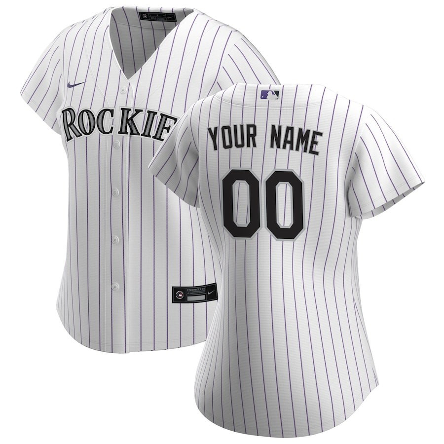 Colorado Rockies Home Custom White MLB Jersey Women's