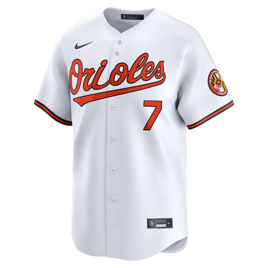 Jackson Holliday 7 Baltimore Orioles Home Limited White MLB Jersey Men's