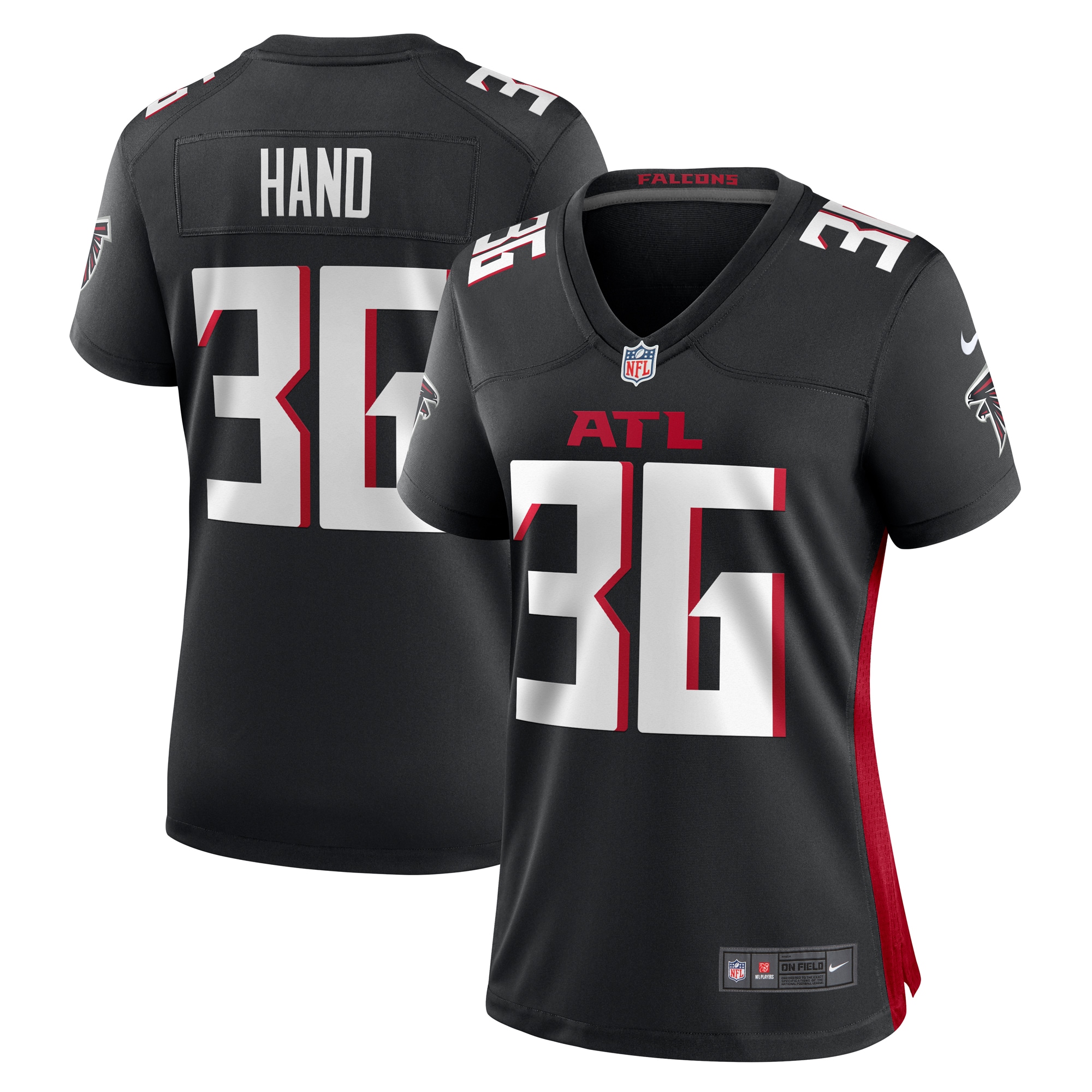 Atlanta Falcons Harrison Hand Black Game NFL Jersey Women's