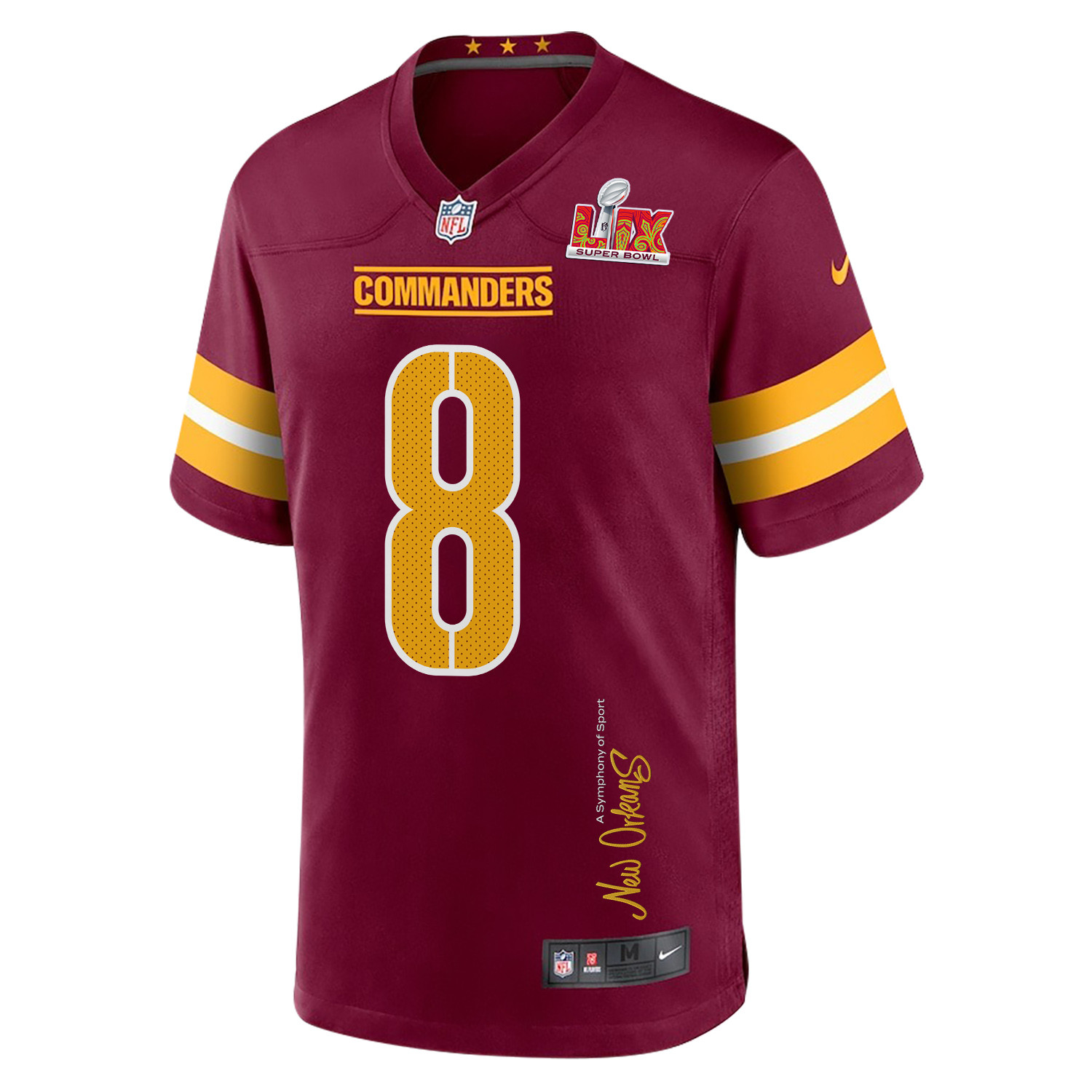 Brian Robinson Jr. 8 Washington Commanders Super Bowl LIX New Orleans A Symphony of Sport' EMBROIDERED Game Burgundy NFL Jersey Men's