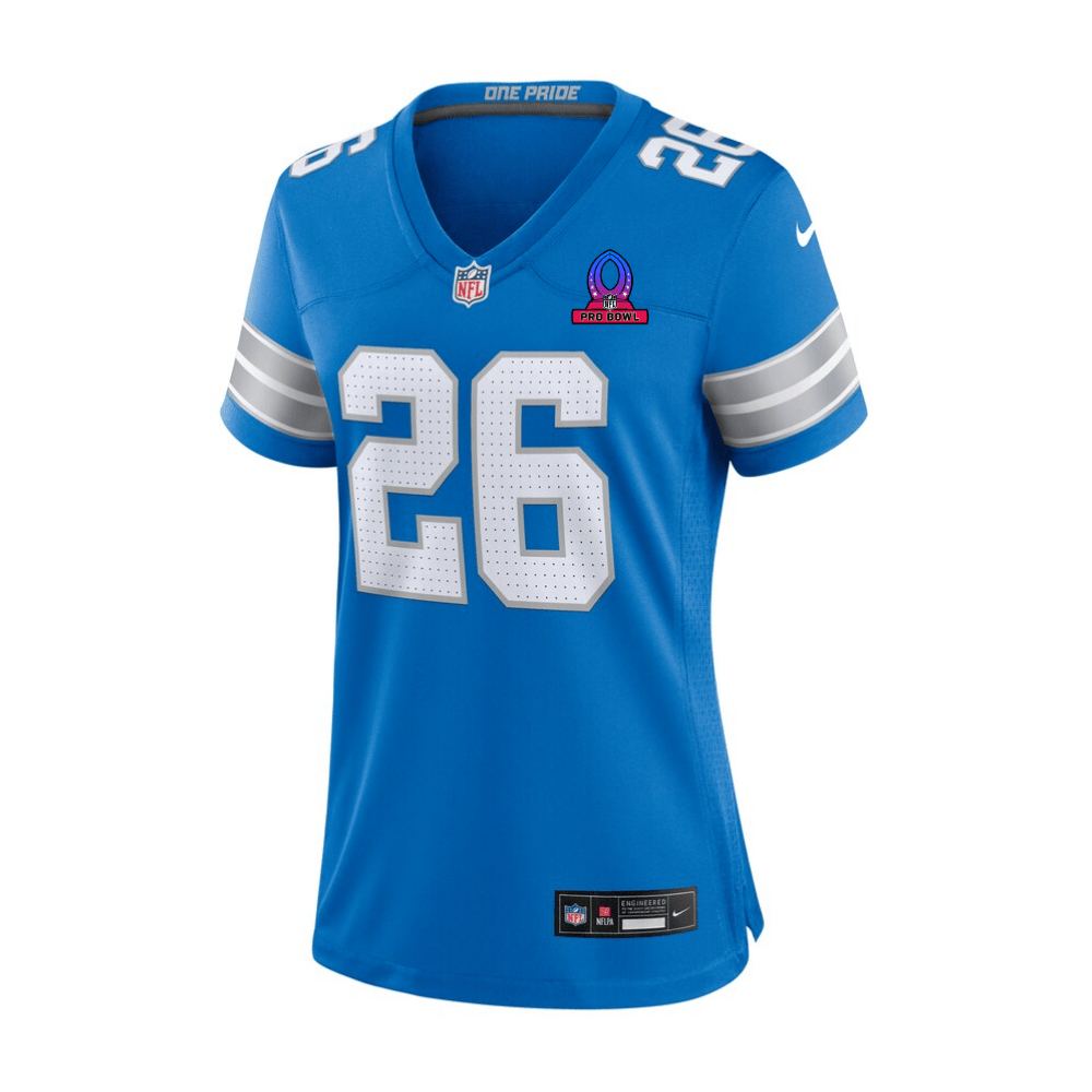 Jahmyr Gibbs 26 Detroit Lions 2025 Pro Bowl Patch Game Blue NFL Jersey Women's