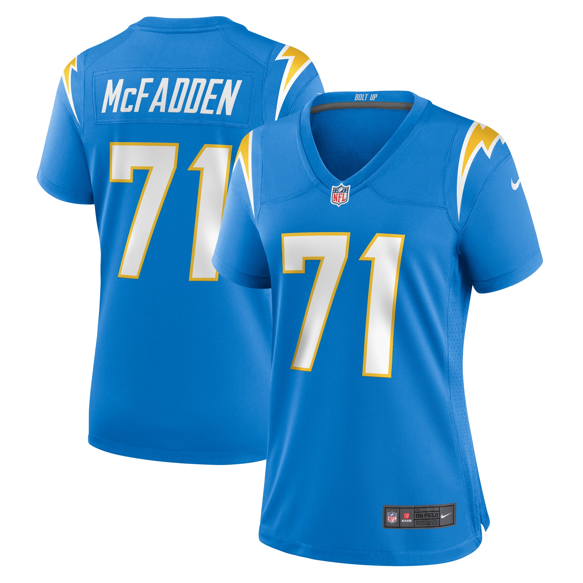 Los Angeles Chargers McFadden Powder Blue Team Game NFL Jersey Women's