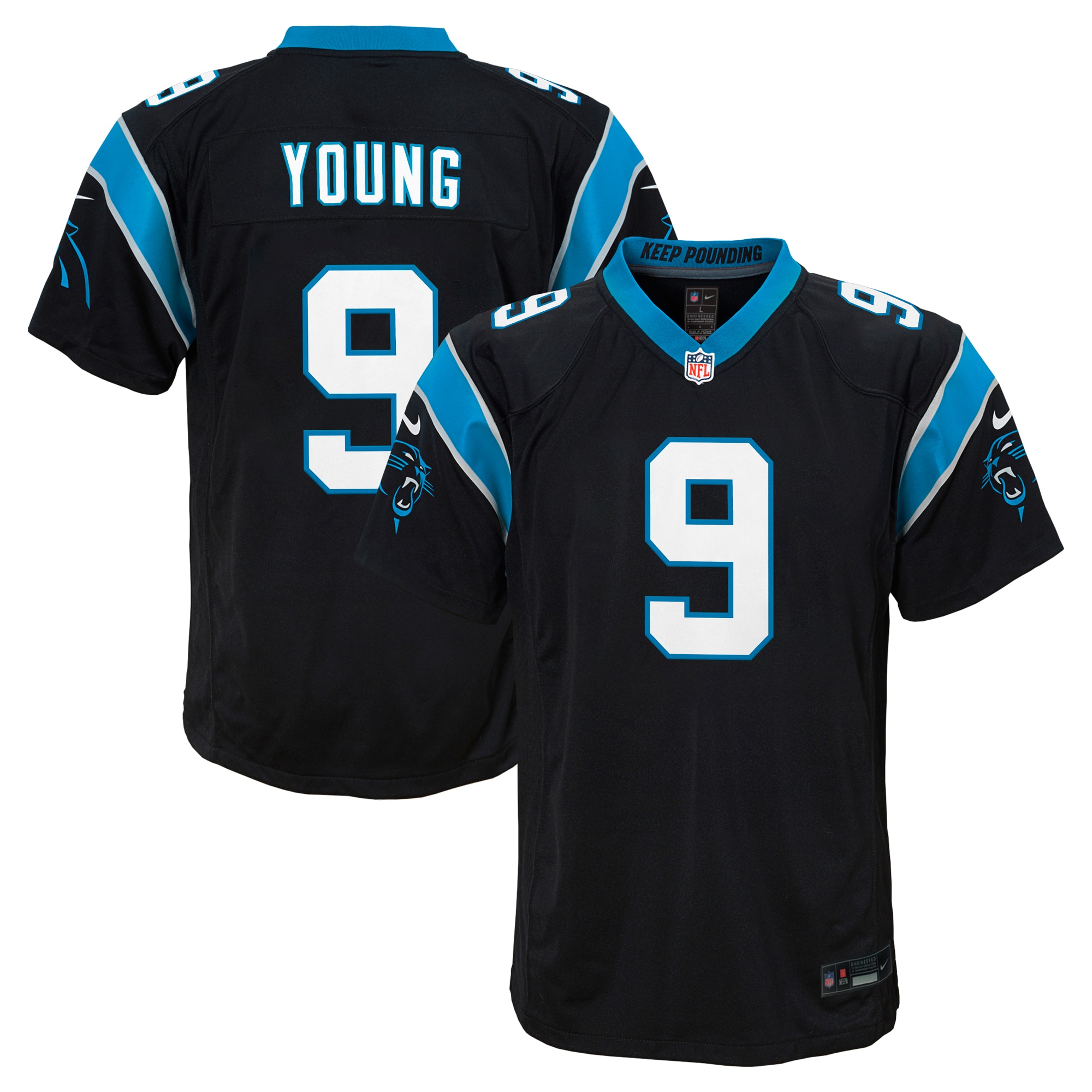 Carolina Panthers Bryce Young Black Game NFL Jersey Youth