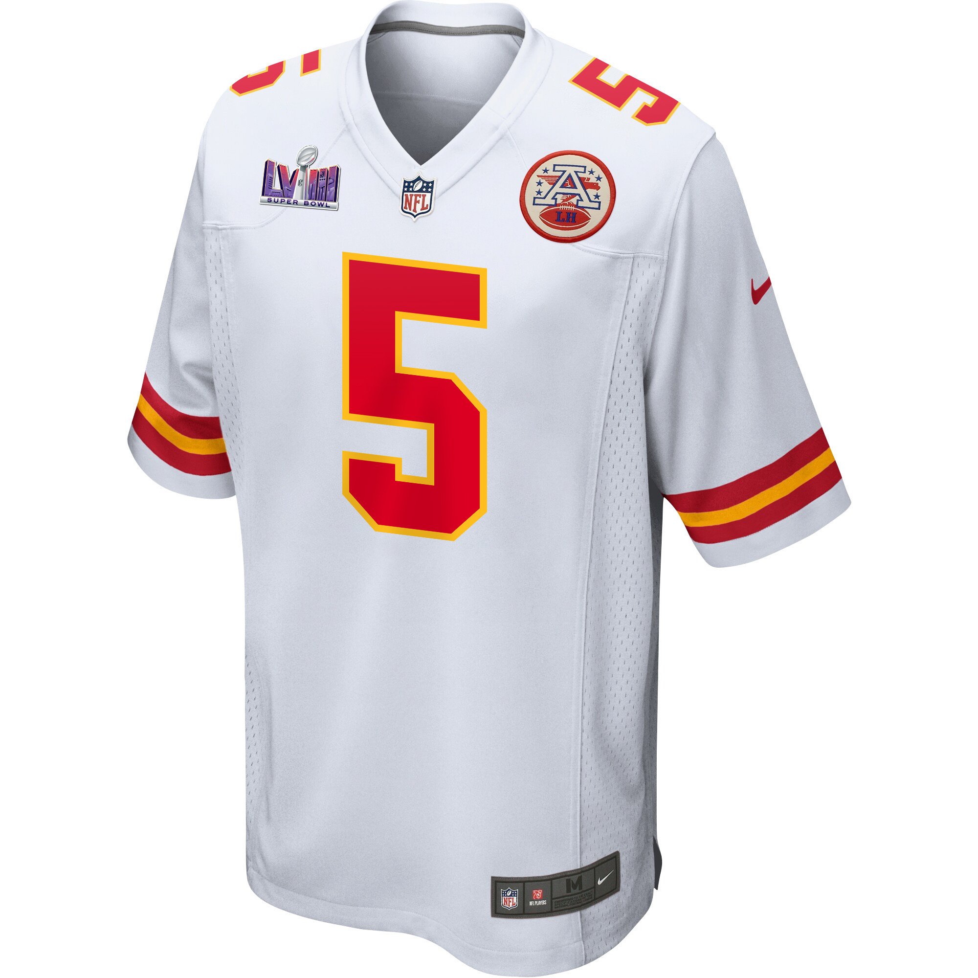 Tommy Townsend 5 Kansas City Chiefs Super Bowl LVIII Patch Game White NFL Jersey Men's