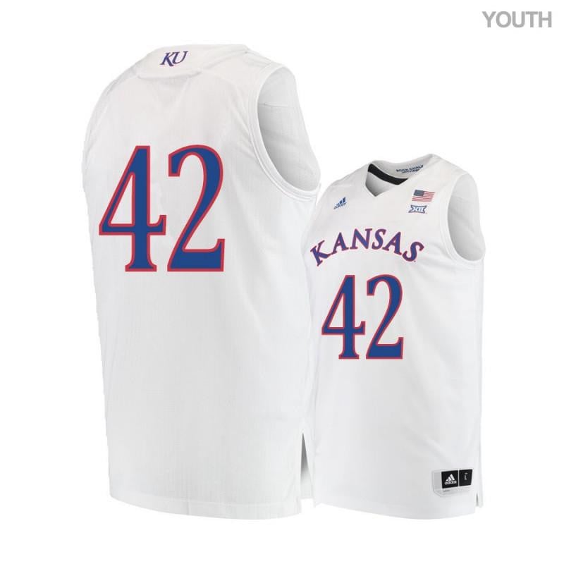 42 Hunter Mickelso White Kansas Jayhawks NCAA Jersey Youth