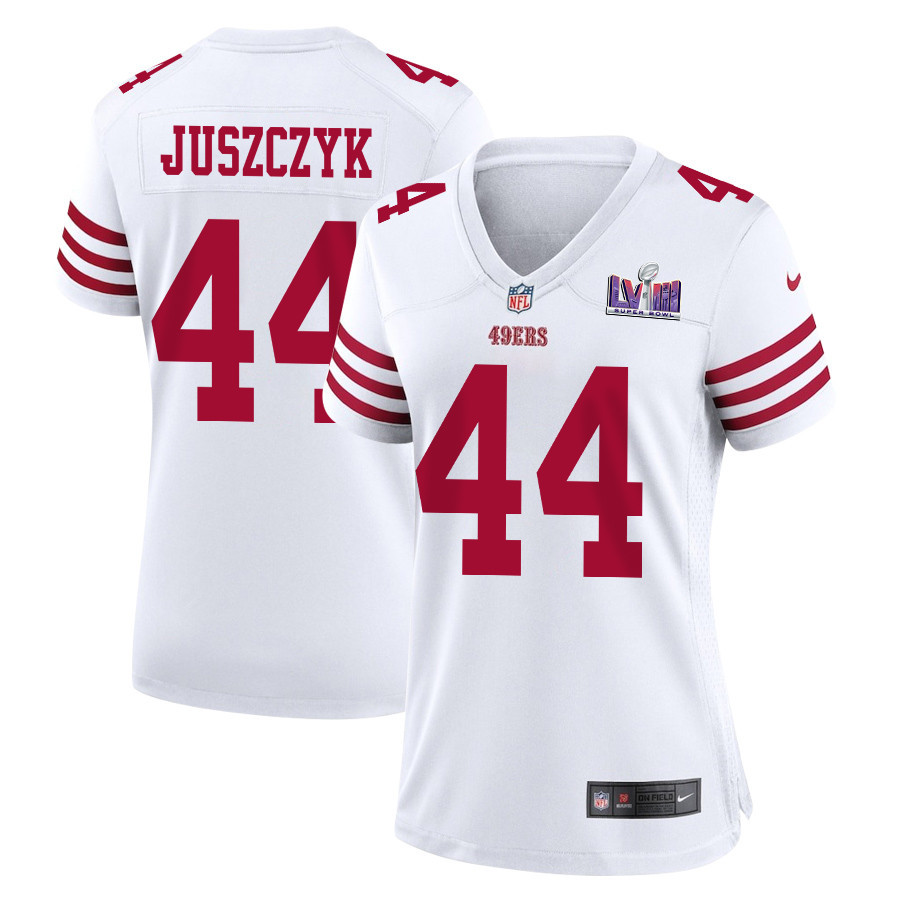 Kyle Juszczyk 44 San Francisco 49ers Super Bowl LVIII Patch Game White NFL Jersey Women's