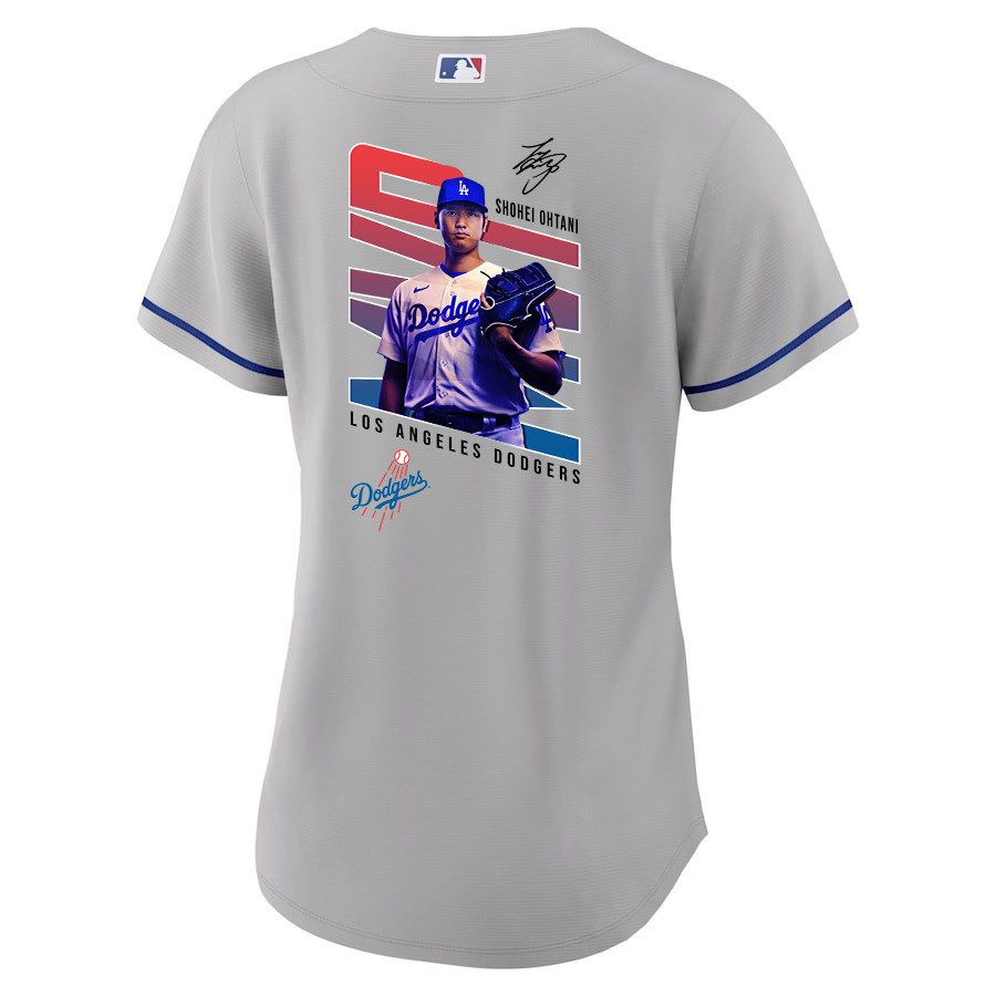 Shohei Ohtani 17 Los Angeles Dodgers Signed MVP 2023 Road Gray MLB Jersey Women's