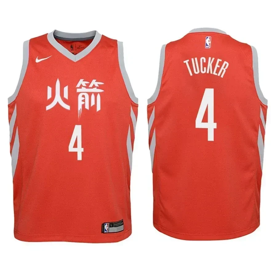 Houston Rockets P.j. Tucker 4 City Edition Red NBA Jersey Youth