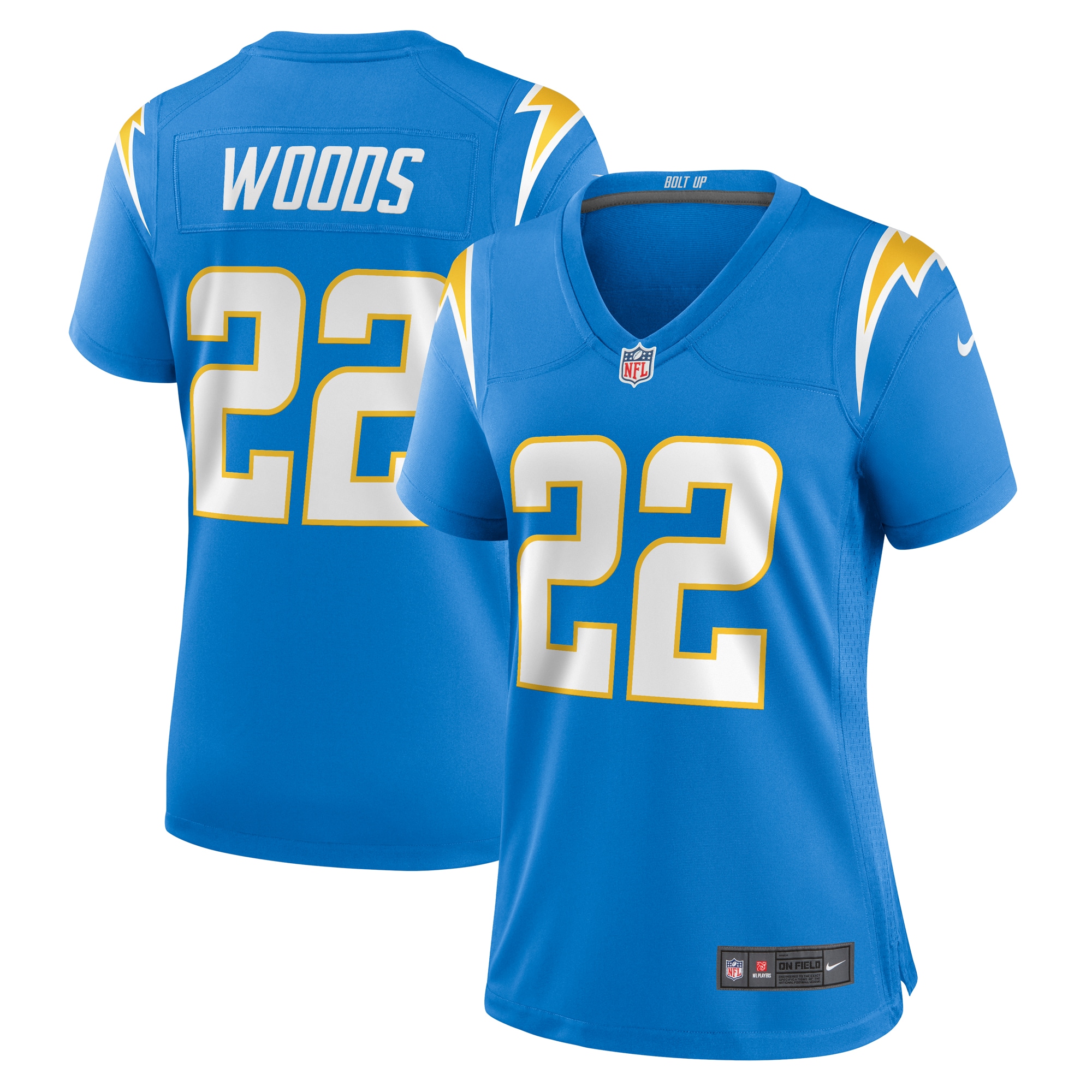 Los Angeles Chargers JT Woods Powder Blue Game Player NFL Jersey Women's