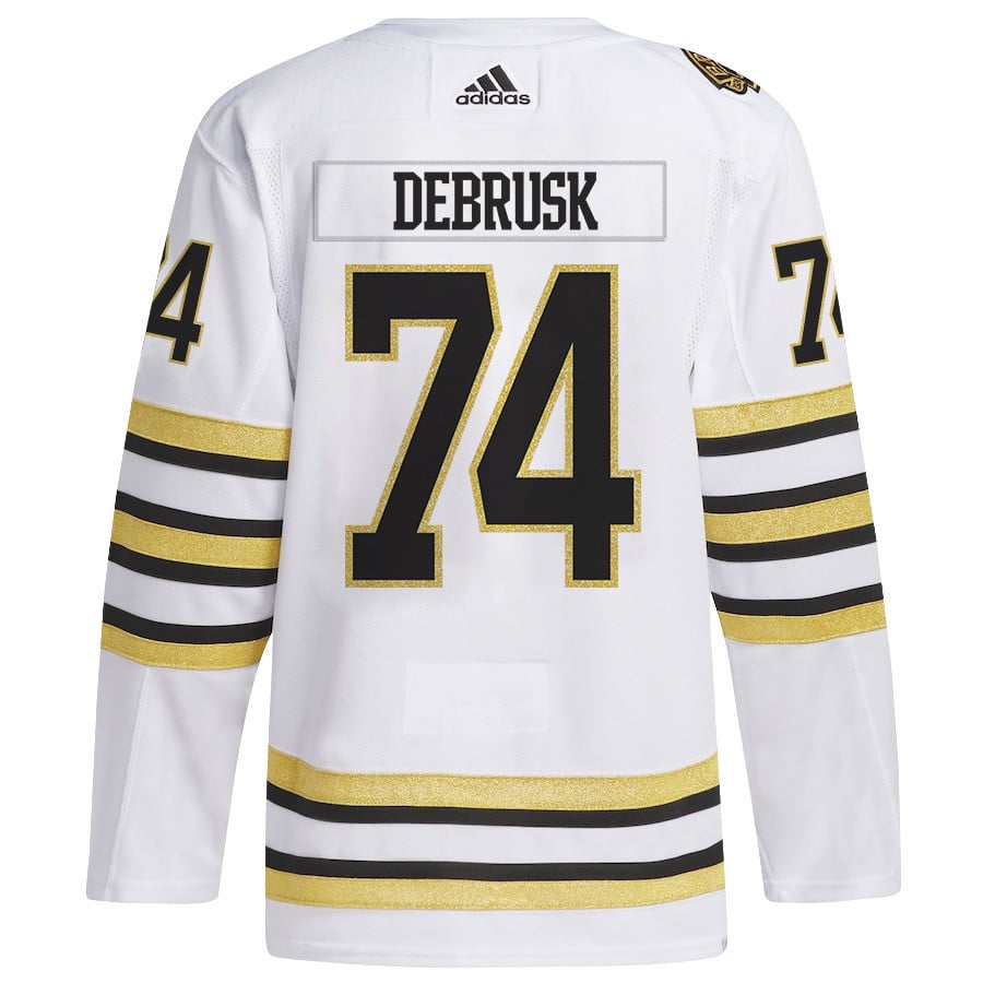 Jake DeBrusk 74 Boston Bruins 2024 Playoffs Patch Away White NHL Jersey Men's