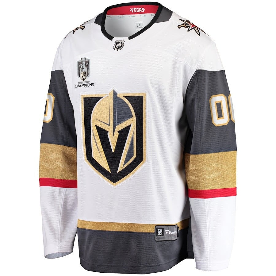 Vegas Golden Knights 2023 Stanley Cup Champions Patch Custom 00 Away Breakaway Custom White NHL Jersey Men's