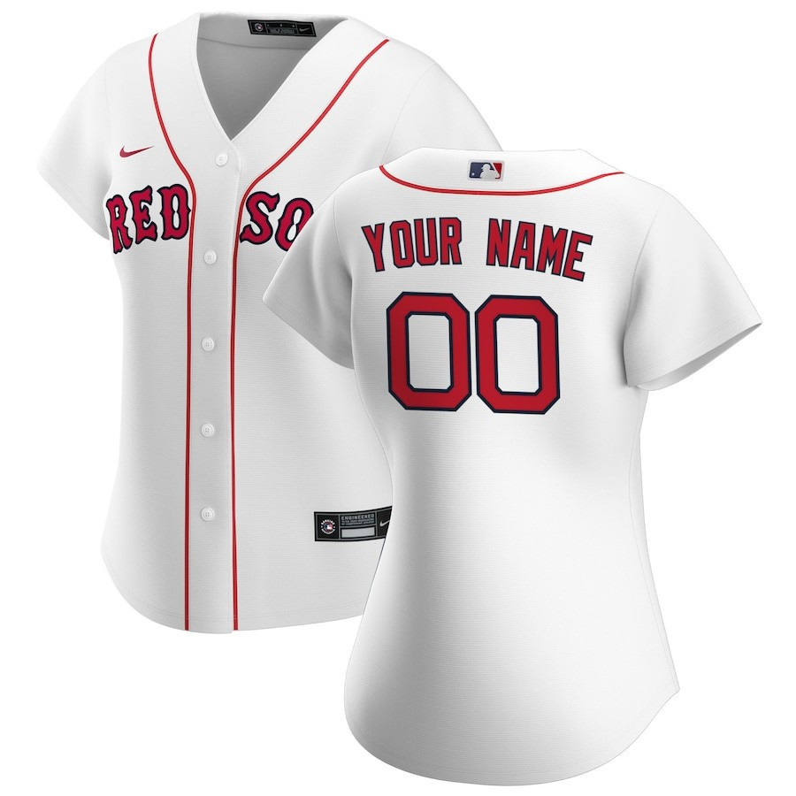 Boston Red Sox Home Custom White MLB Jersey Women's