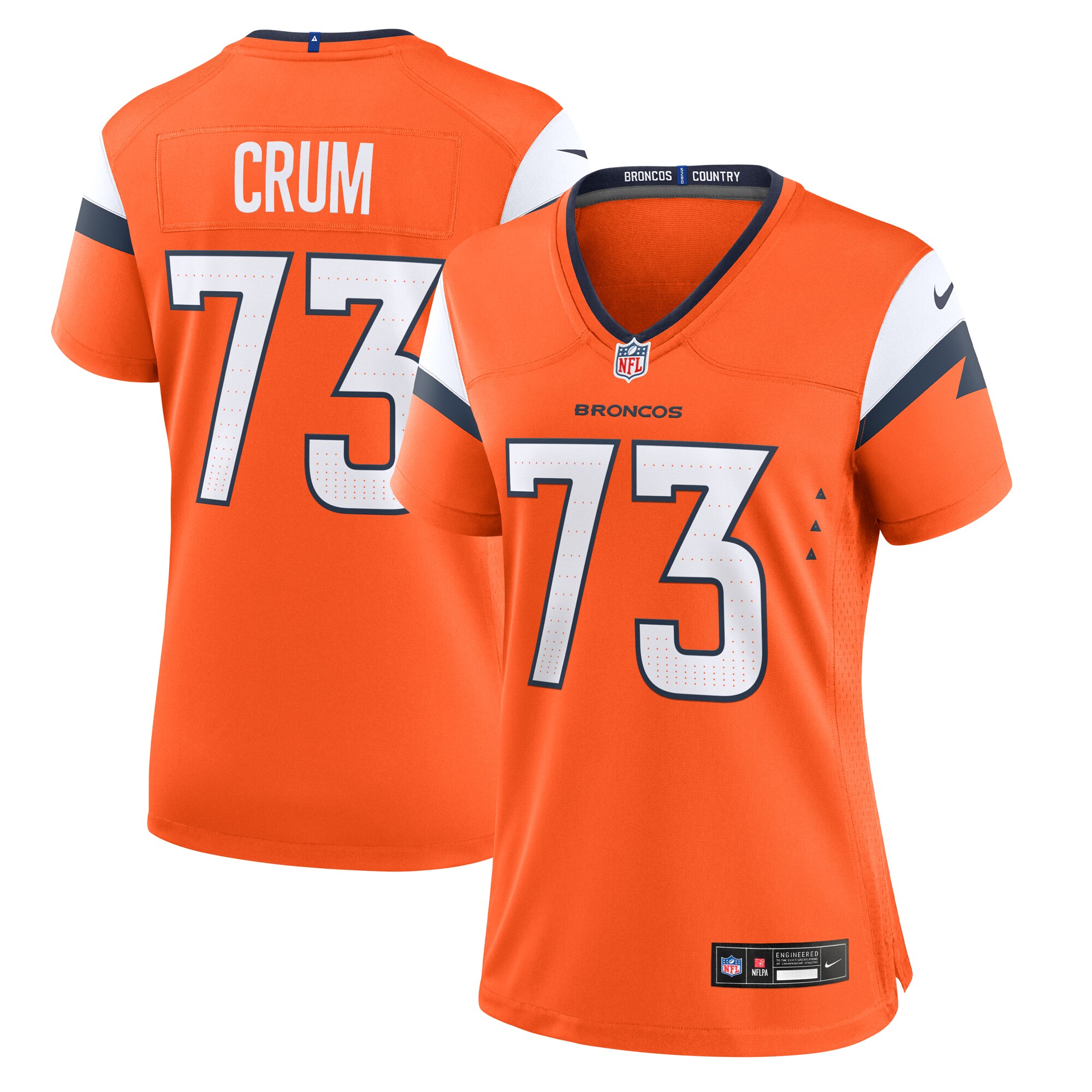 Denver Broncos Frank Crum Orange Team Game NFL Jersey Women's