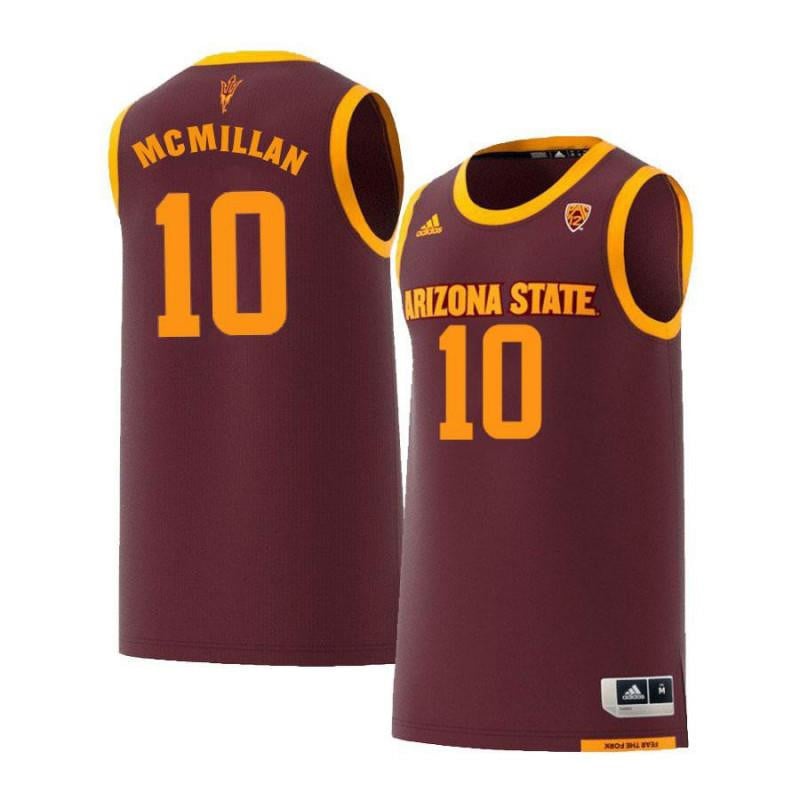 10 Jamelle McMillan Maroon Retro Arizona State Sun Devils NCAA Jersey Men's