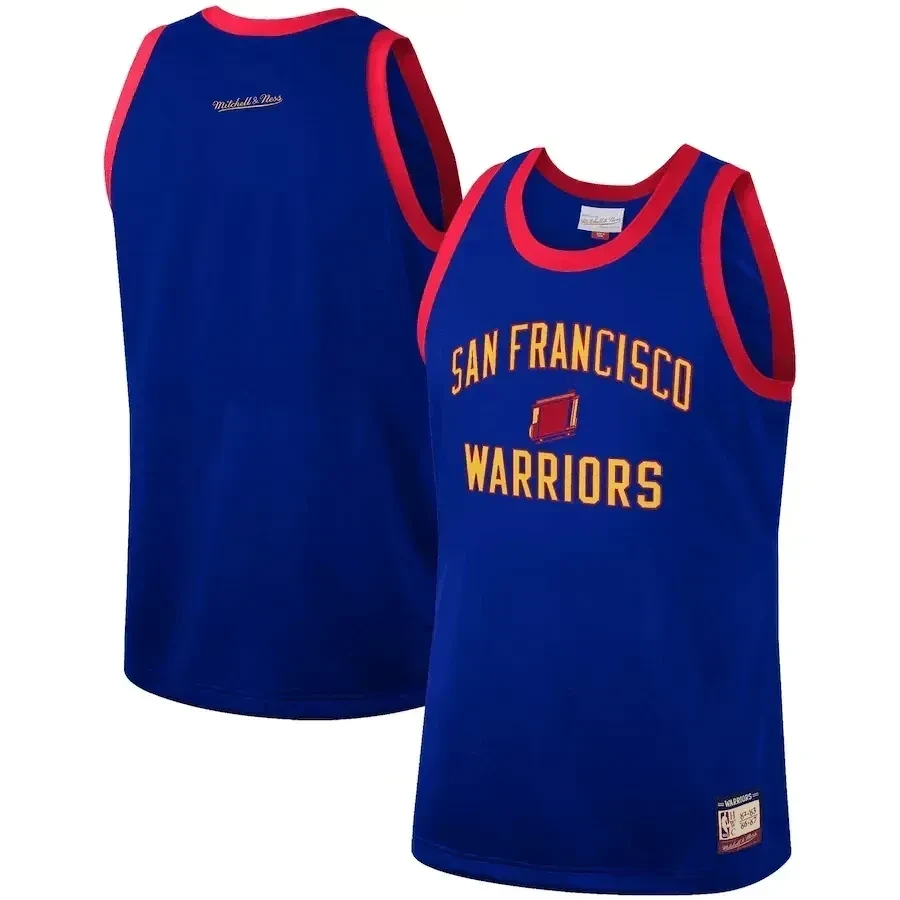 Golden State Warriors Mitchell Ness Hardwood Classics Team Heritage Fashion Royal NBA Jersey Men's