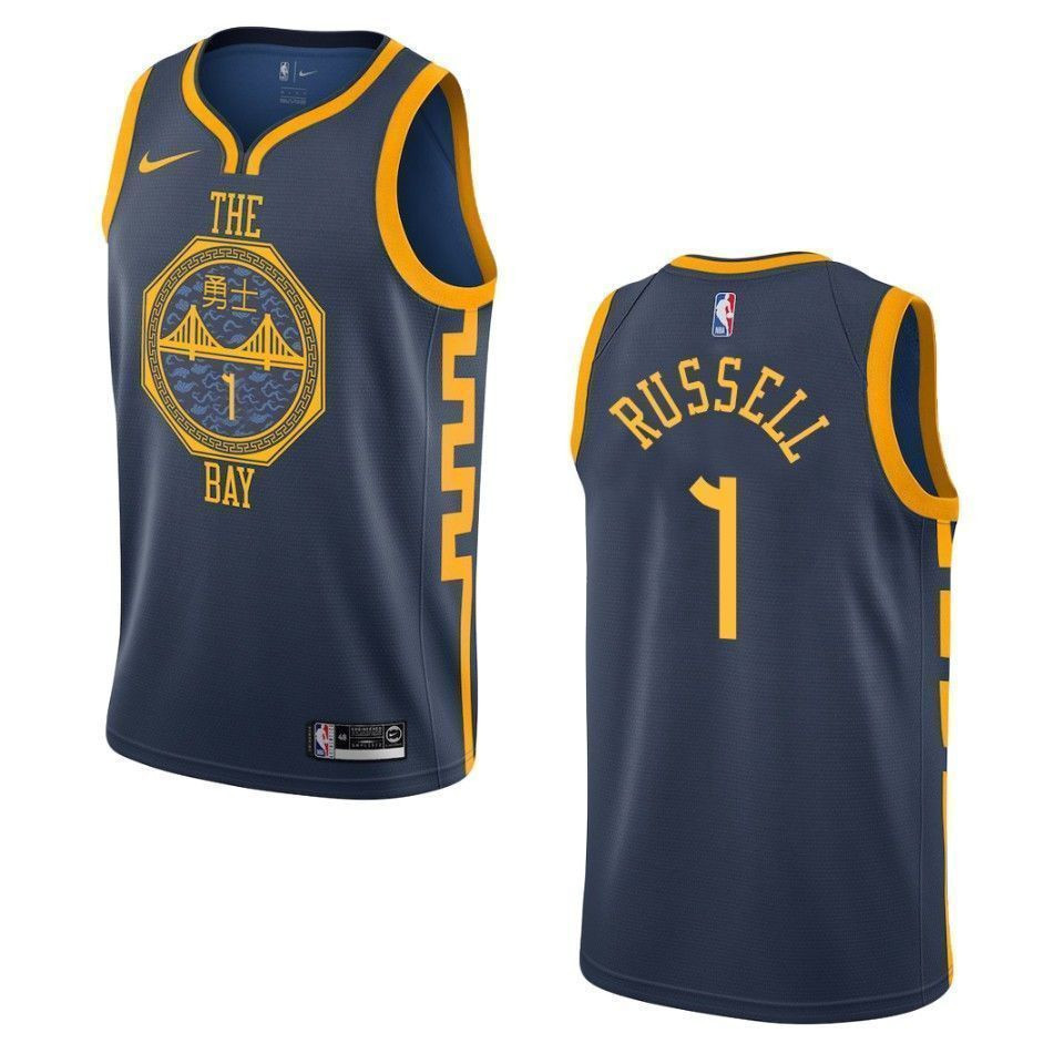 Golden State Warriors 1 D'angelo Russell City Swingman Navy NBA Jersey Men's