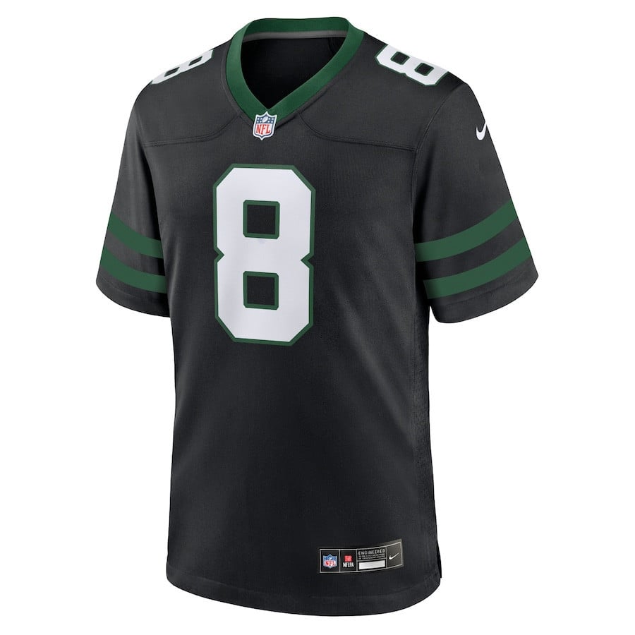 Aaron Rodgers 8 New York Jets Alternate Game Legacy Black NFL Jersey Men's