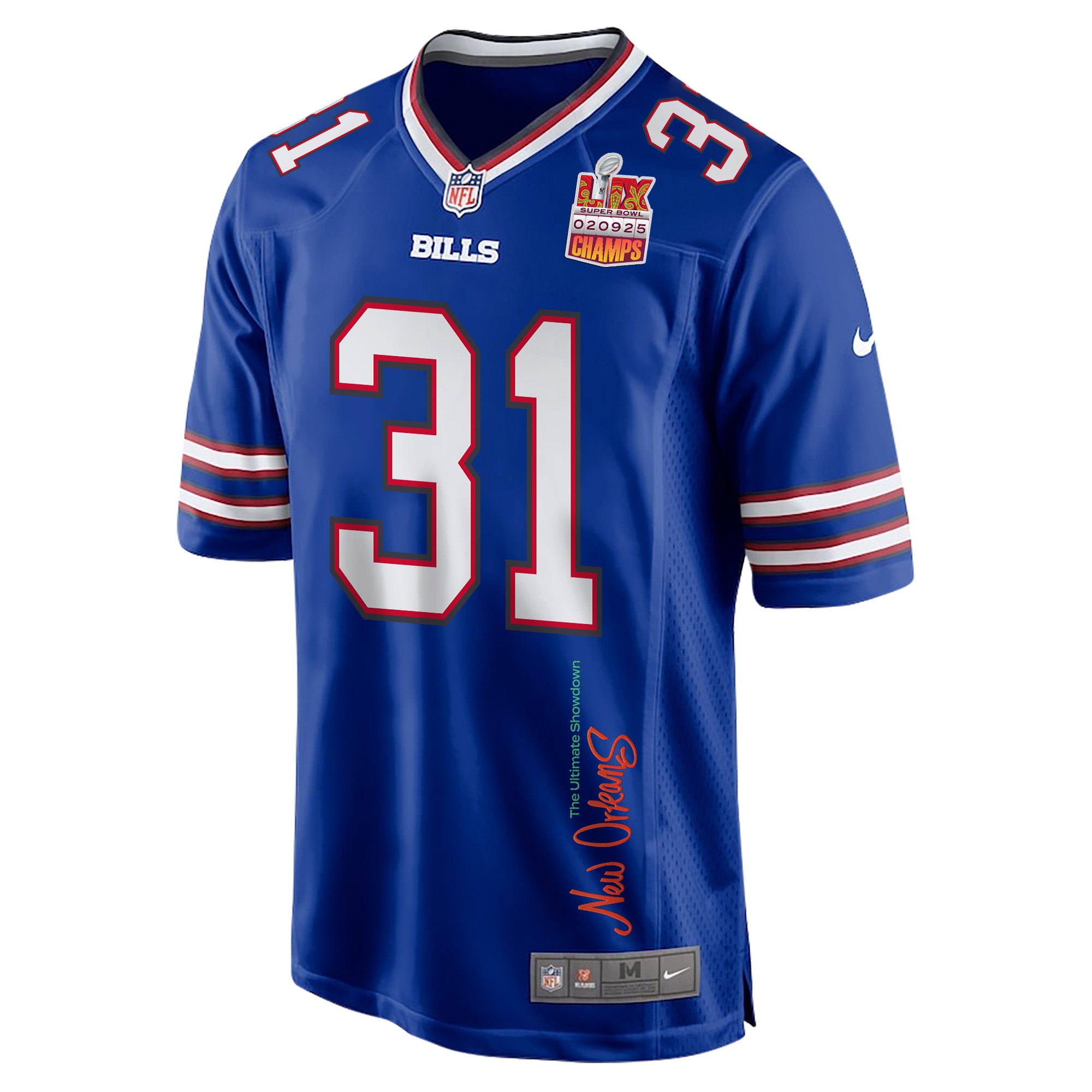 Rasul Douglas 31 Buffalo Bills Super Bowl LIX Champions Patch New Orleans The Ultimate Showdown' EMBROIDERED Game Royal NFL Jersey Men's