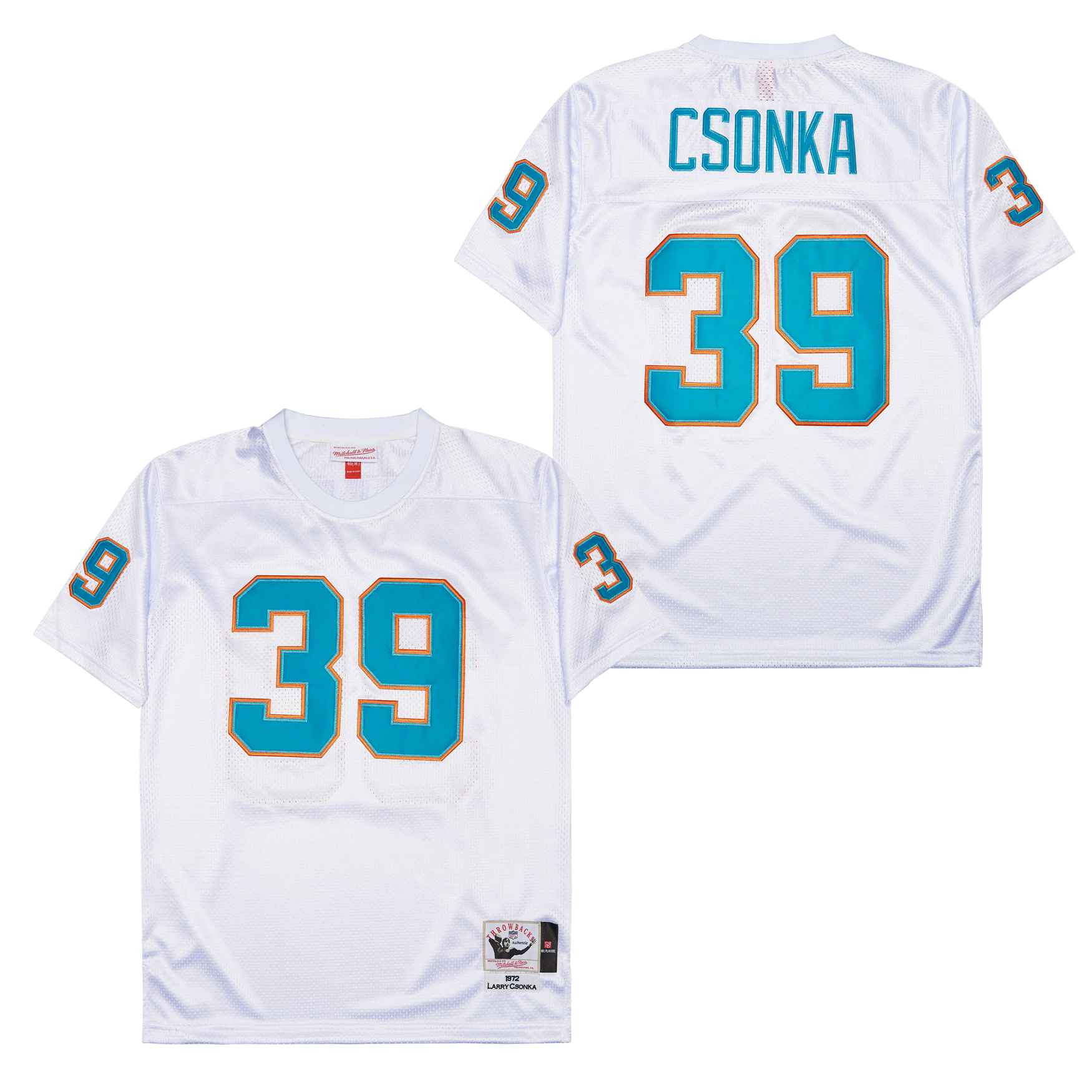 Larry Csonka 39 Miami Dolphins Retro Throwback White NFL Jersey Men's