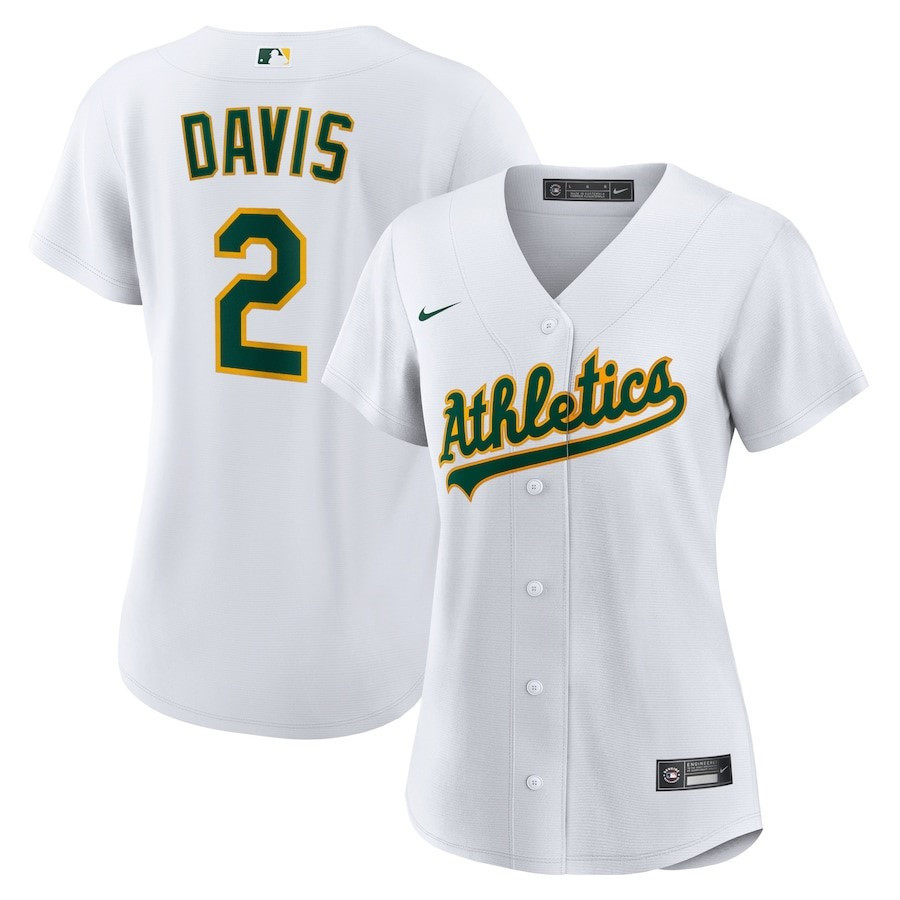 Khris Davis 2 Oakland Athletics Home Player White MLB Jersey Women's