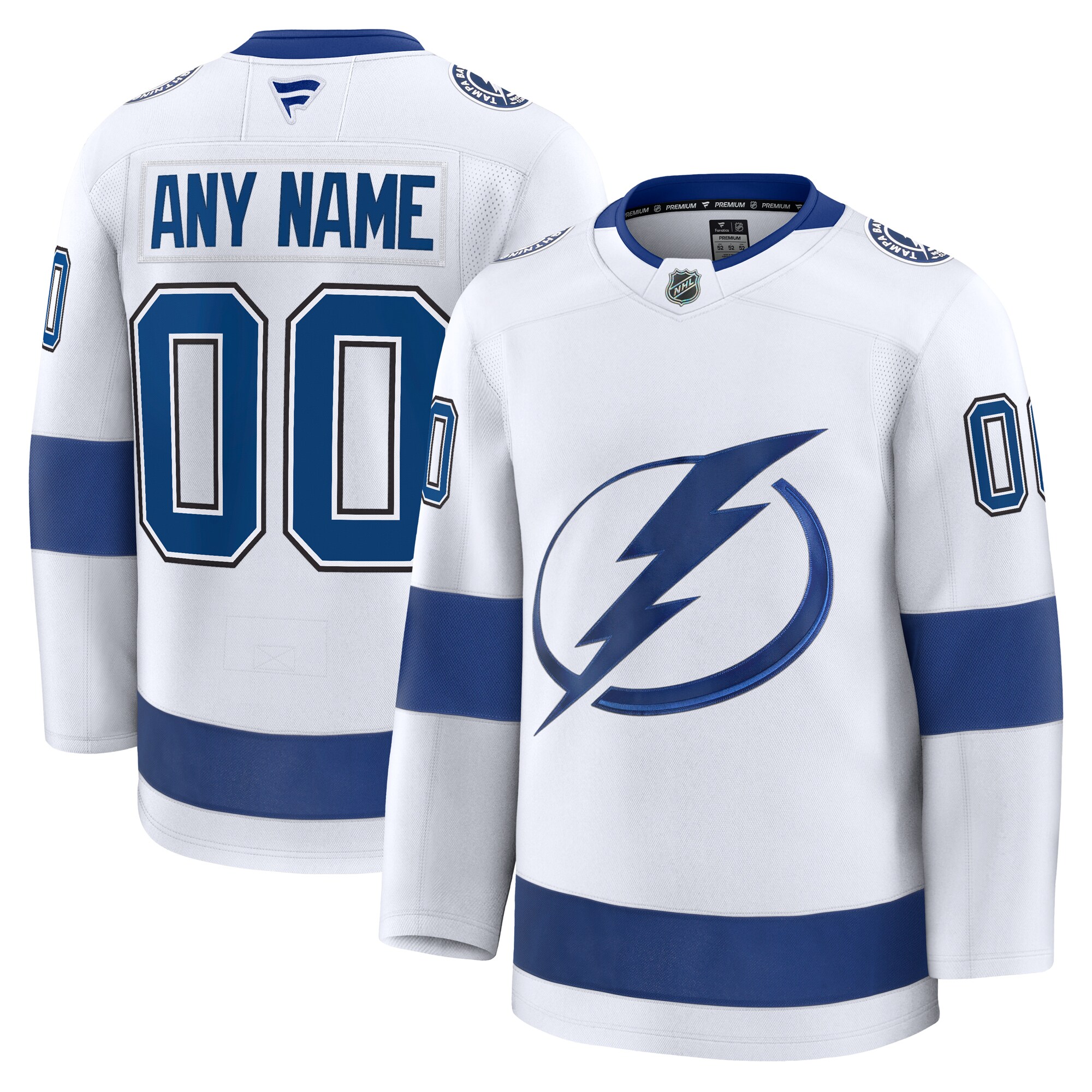 Tampa Bay Lightning White Away Premium Custom NHL Jersey Men's