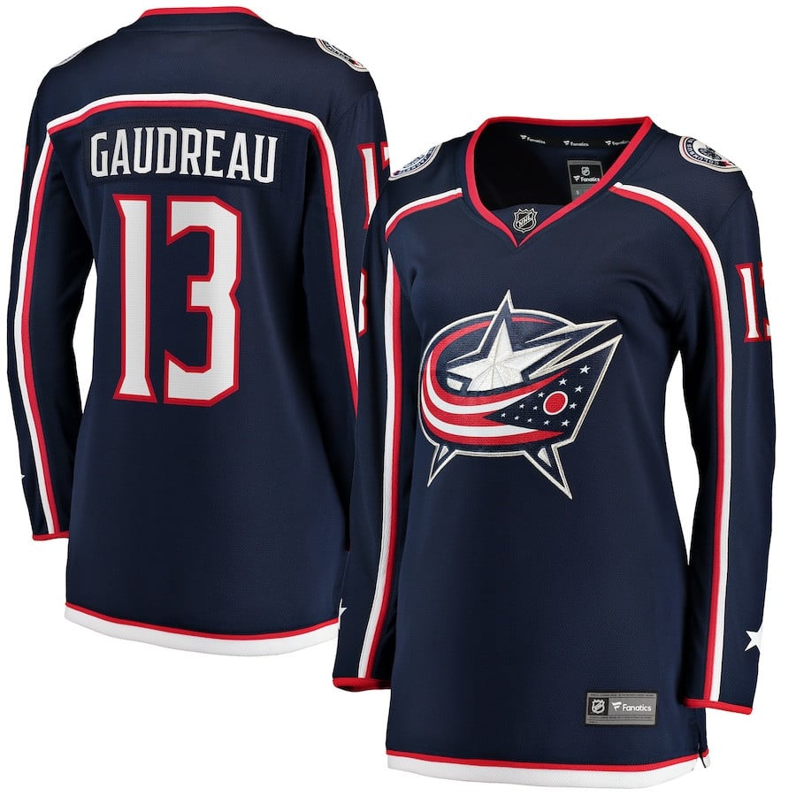 Johnny Gaudreau 13 Columbus Blue Jackets Breakaway Navy NHL Jersey Women's