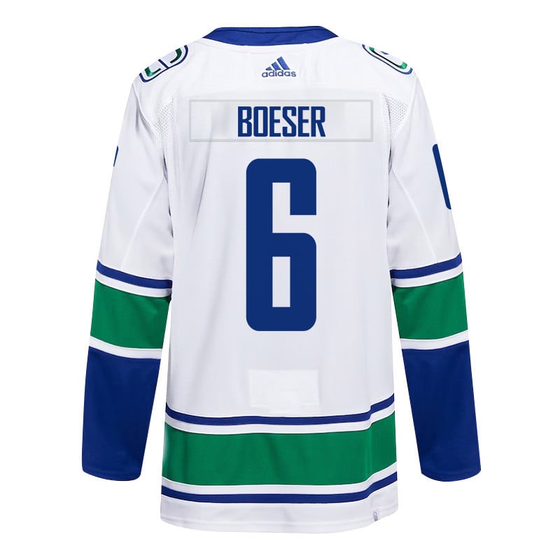 Brock Boeser 6 Vancouver Canucks 2024 Playoffs Patch Away White NHL Jersey Men's
