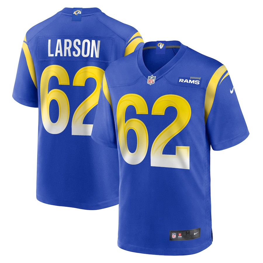 Blake Larson 62 Los Angeles Rams Game Royal NFL Jersey Men's