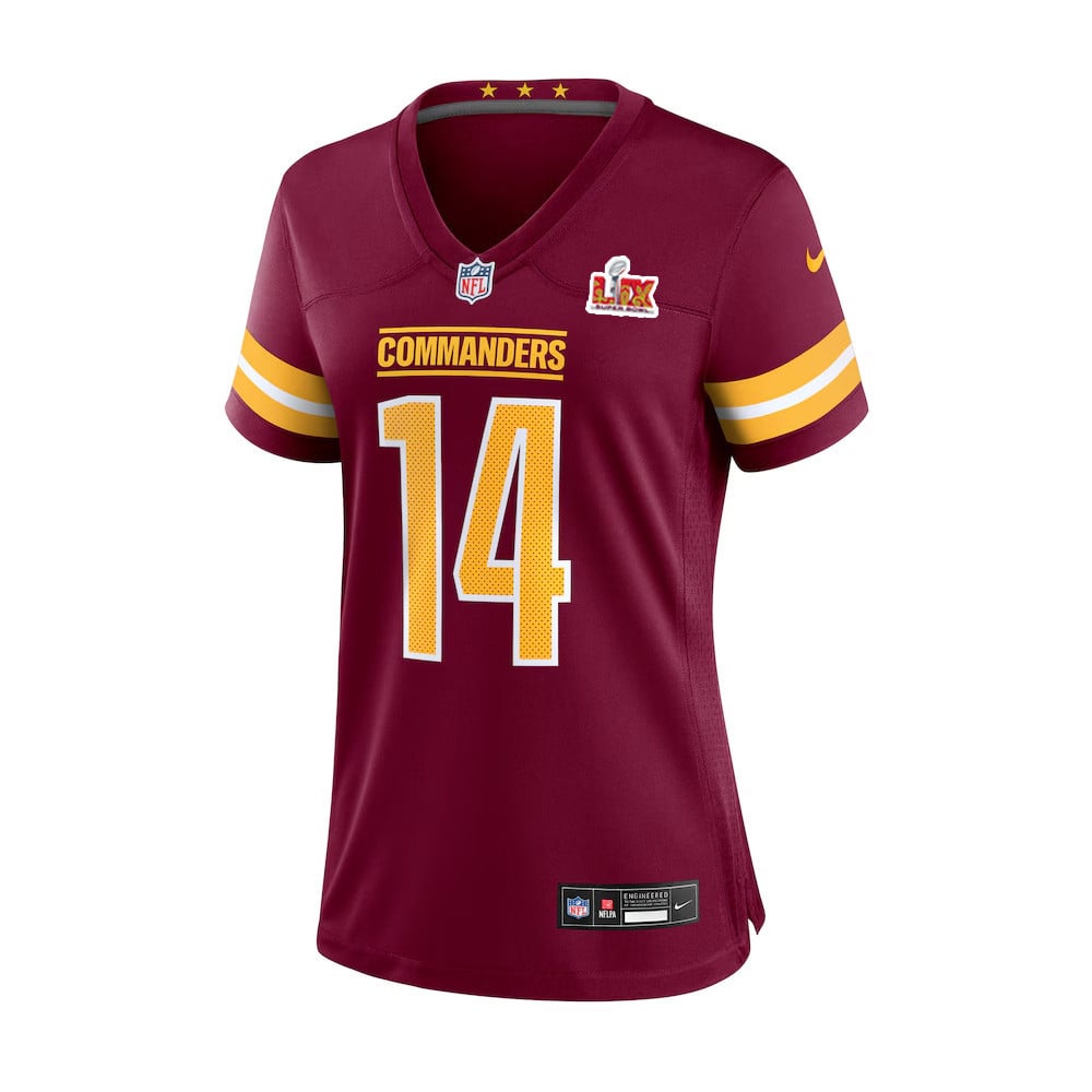 Olamide Zaccheaus #14 Washington Commanders Super Bowl LIX Burgundy NFL Jersey Women's