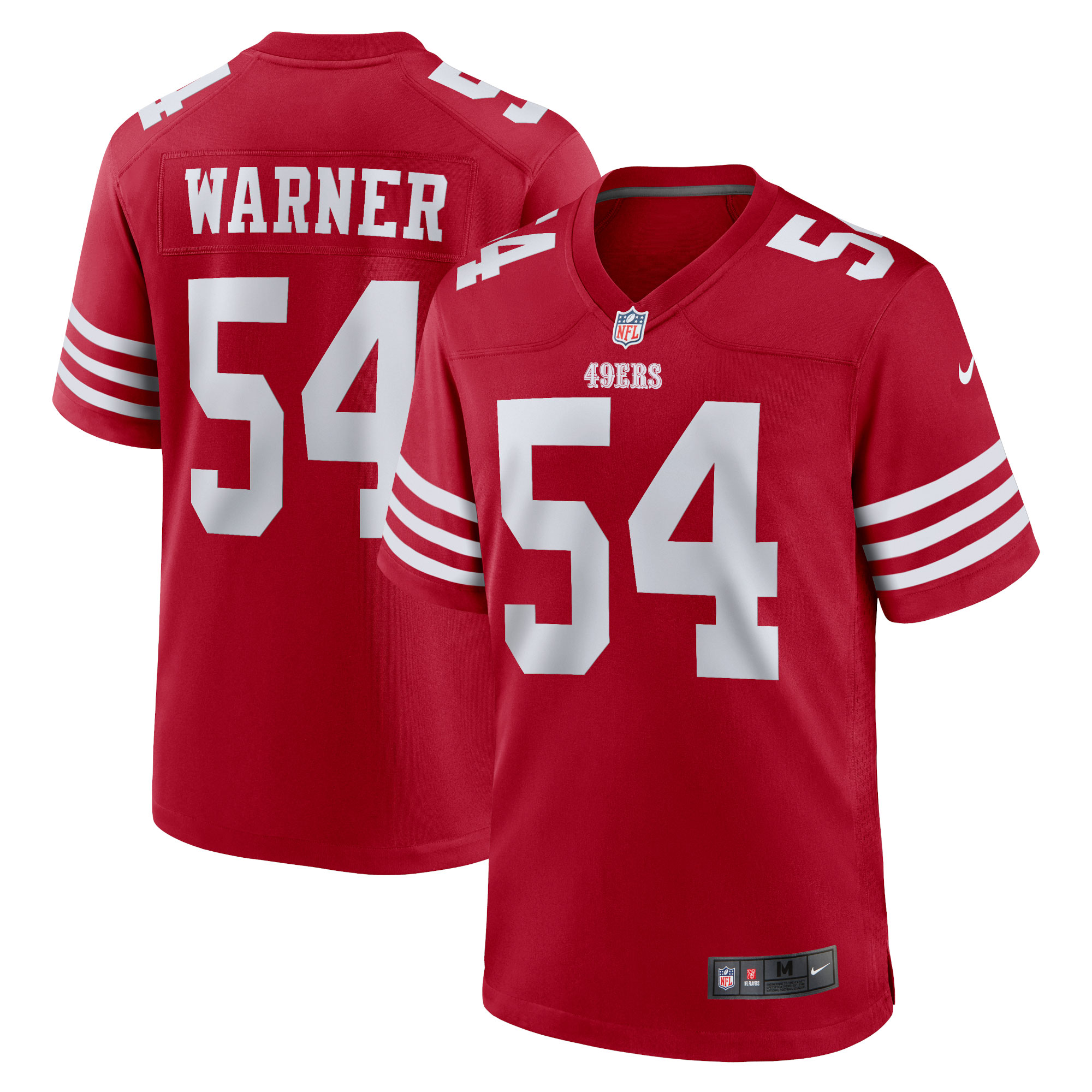 San Francisco 49ers Fred Warner Scarlet Team Game Player NFL Jersey Women's