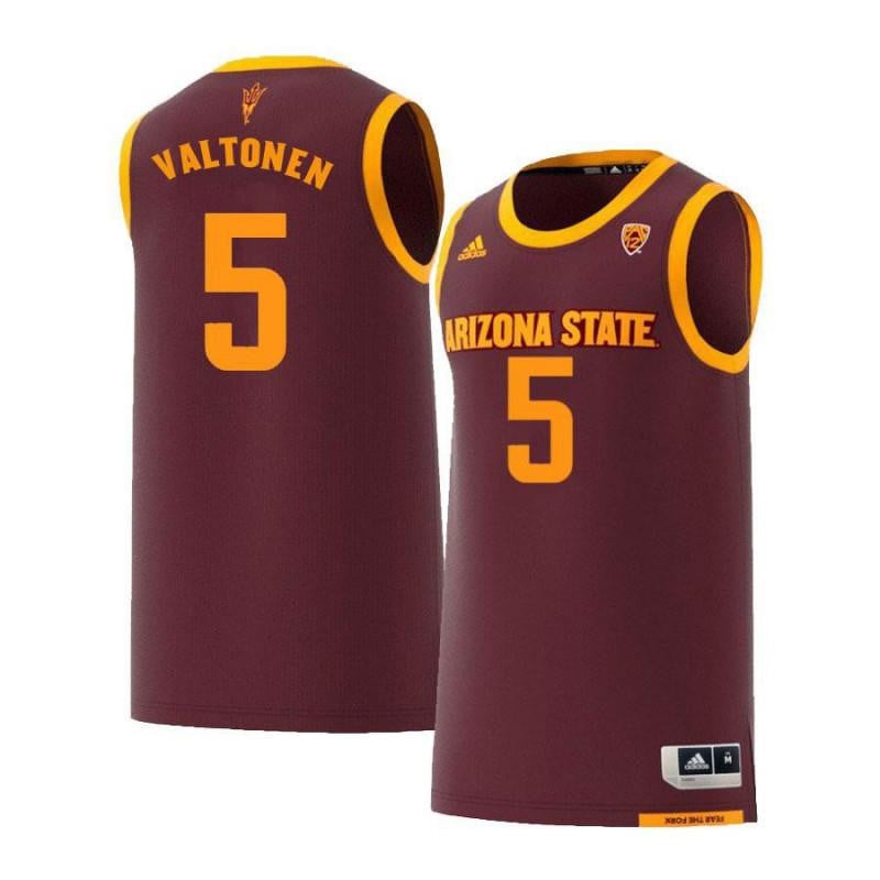 5 Elias Valtonen Maroon Retro Arizona State Sun Devils NCAA Jersey Men's