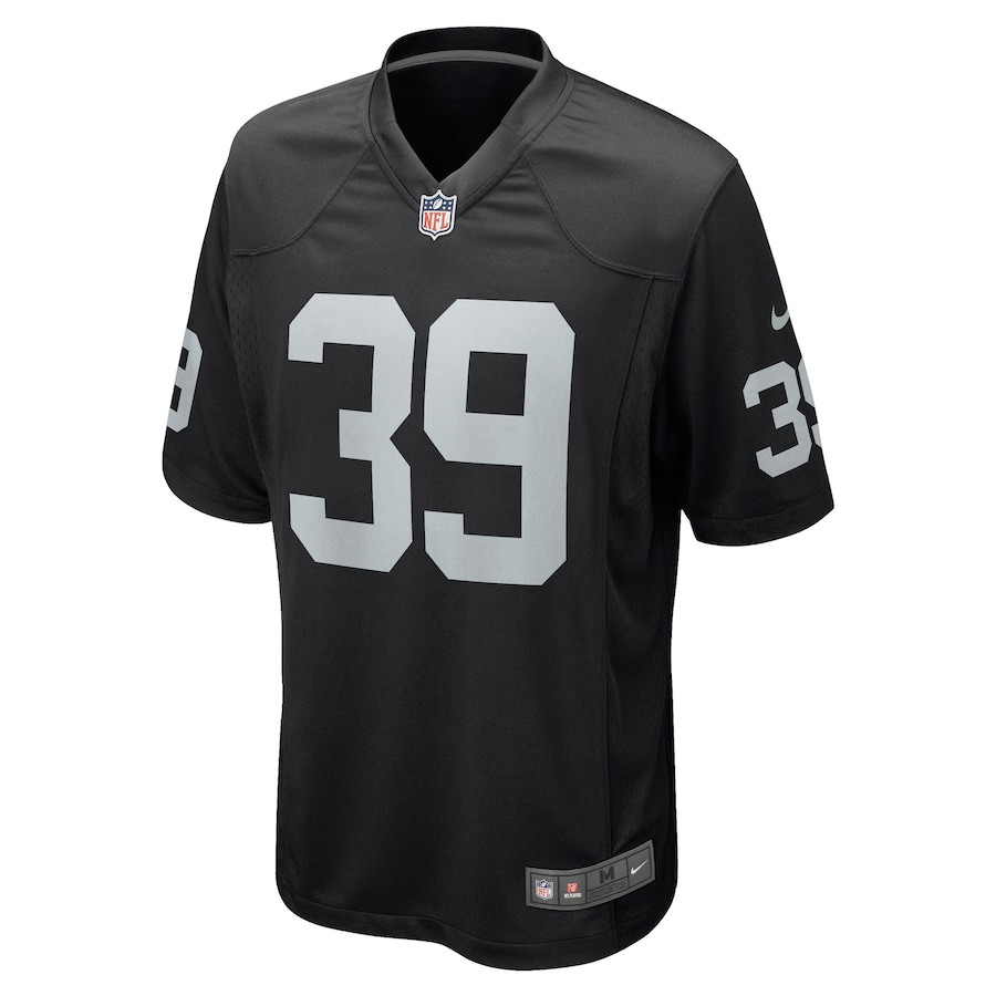 Nate Hobbs 39 Las Vegas Raiders Game Black NFL Jersey Men's