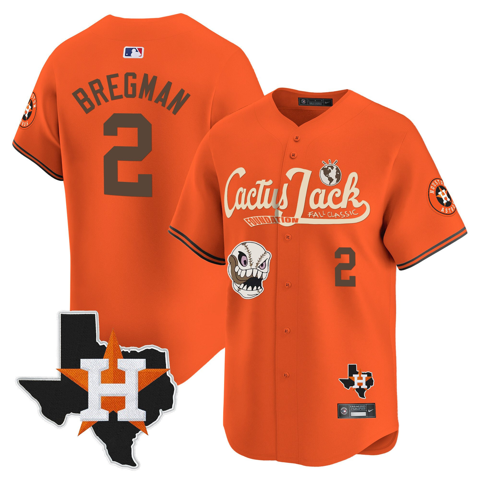 Alex Bregman 2 Houston Astros Cactus Jack Foundation Fall Classic Limited Men MLB Jersey Men's