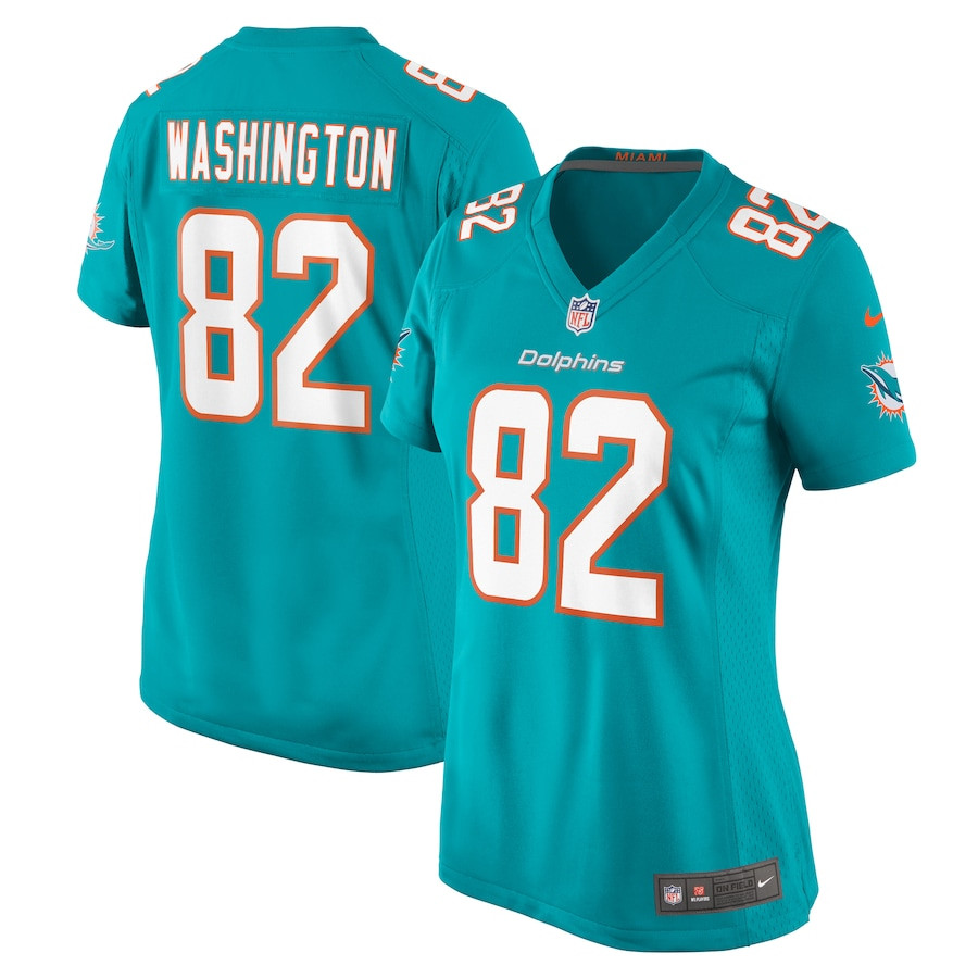 Tahj Washington 82 Miami Dolphins Game Aqua NFL Jersey Women's