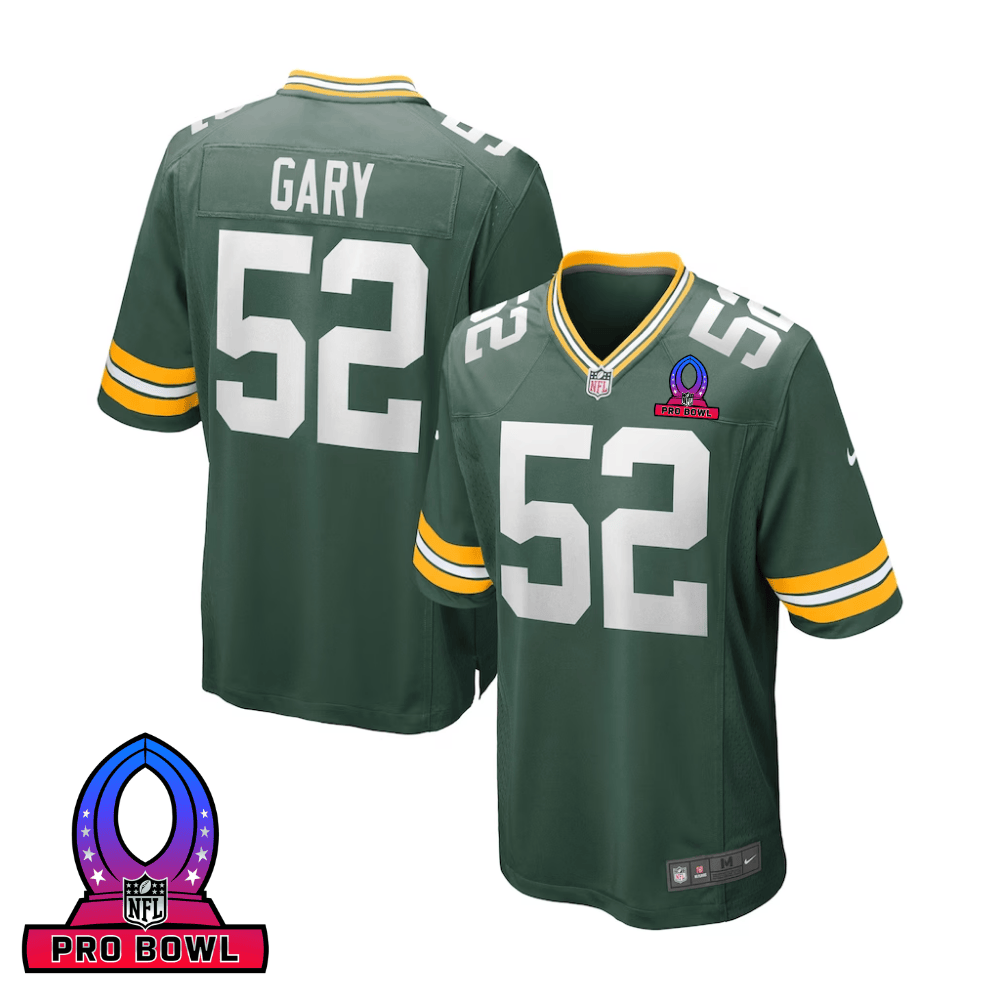 Rashan Gary 52 Green Bay Packers 2025 Pro Bowl Patch Game Green NFL Jersey Men's