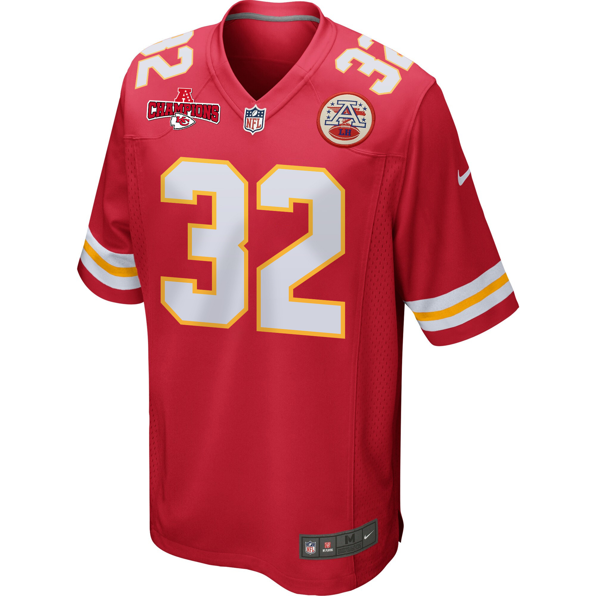 Nick Bolton 32 Kansas City Chiefs AFC Champions Patch Game Red NFL Jersey Men's