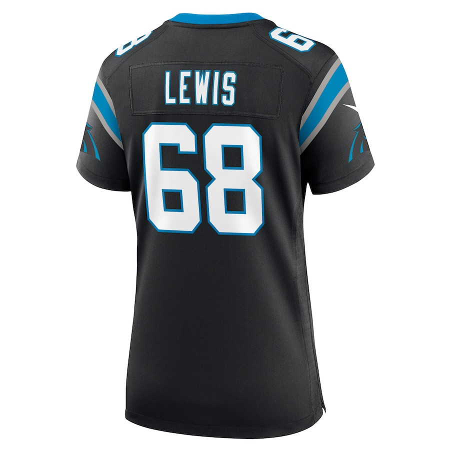 Damien Lewis 68 Carolina Panthers Game Black NFL Jersey Women's