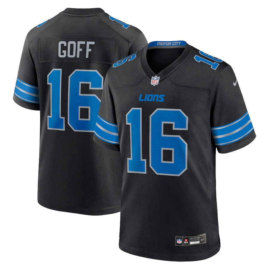 Jared Goff 16 Detroit Lions 2nd Alternate Game Black, Men NFL Jersey Men's