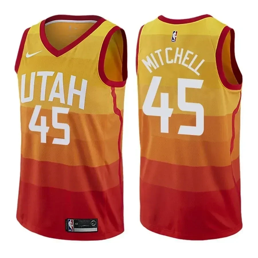 Utah Jazz Donovan Mitchell 45 City Edition Gold NBA Jersey Men's